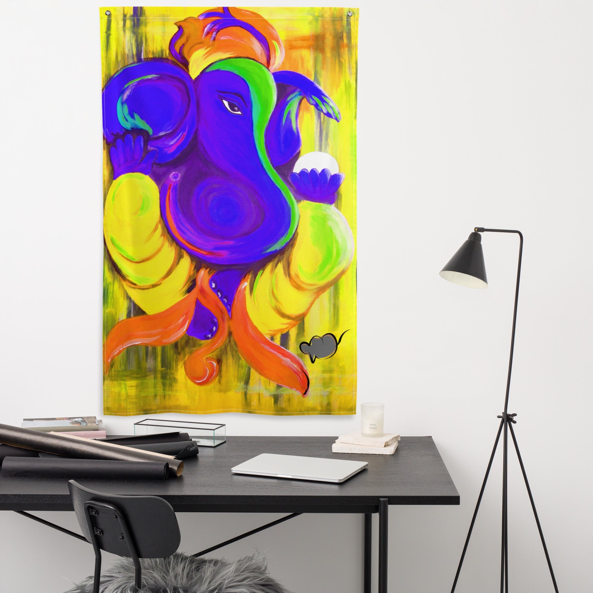 Ganesha Painting Flag Tapestry-3