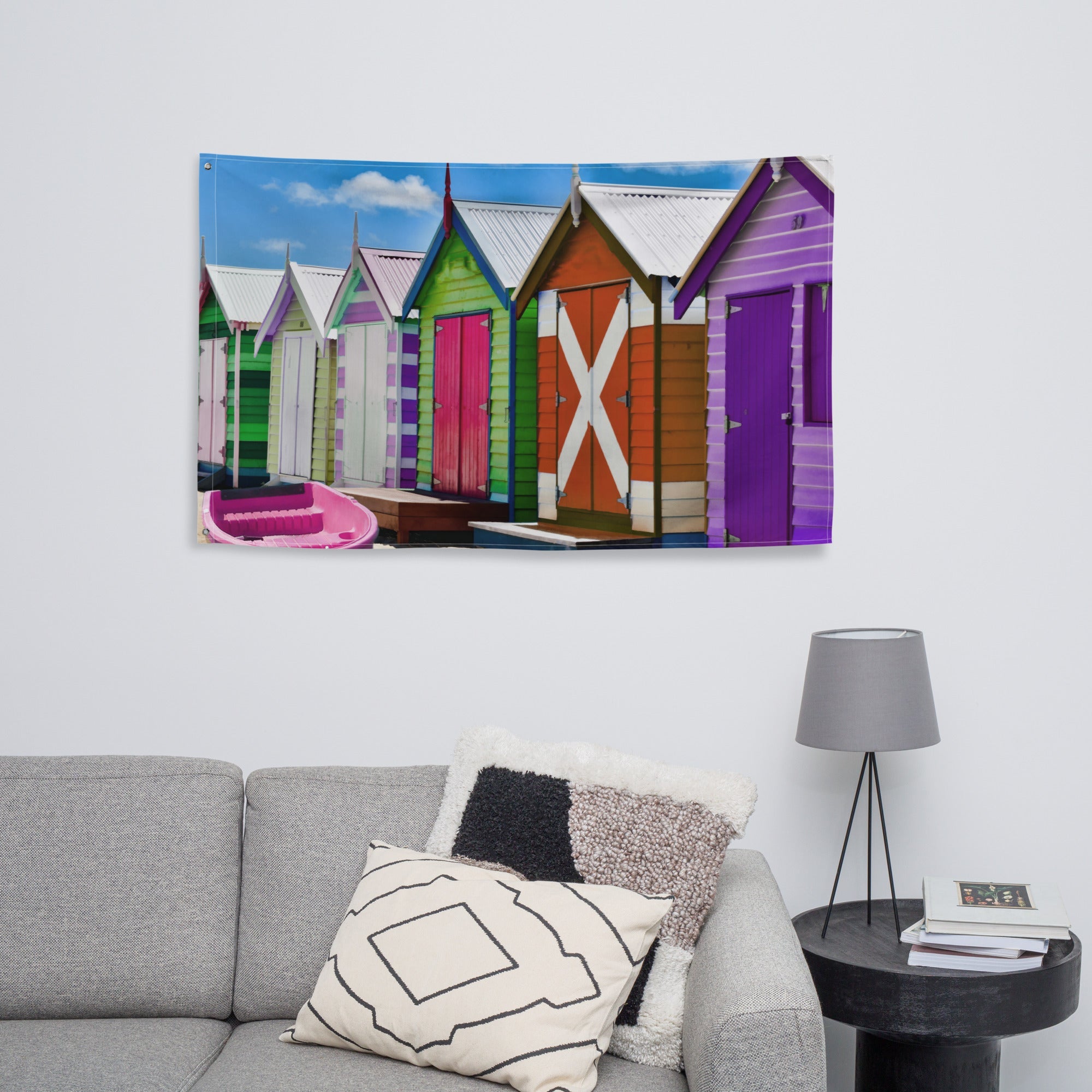 Melborne Beach House Painting Flag Tapestry-3