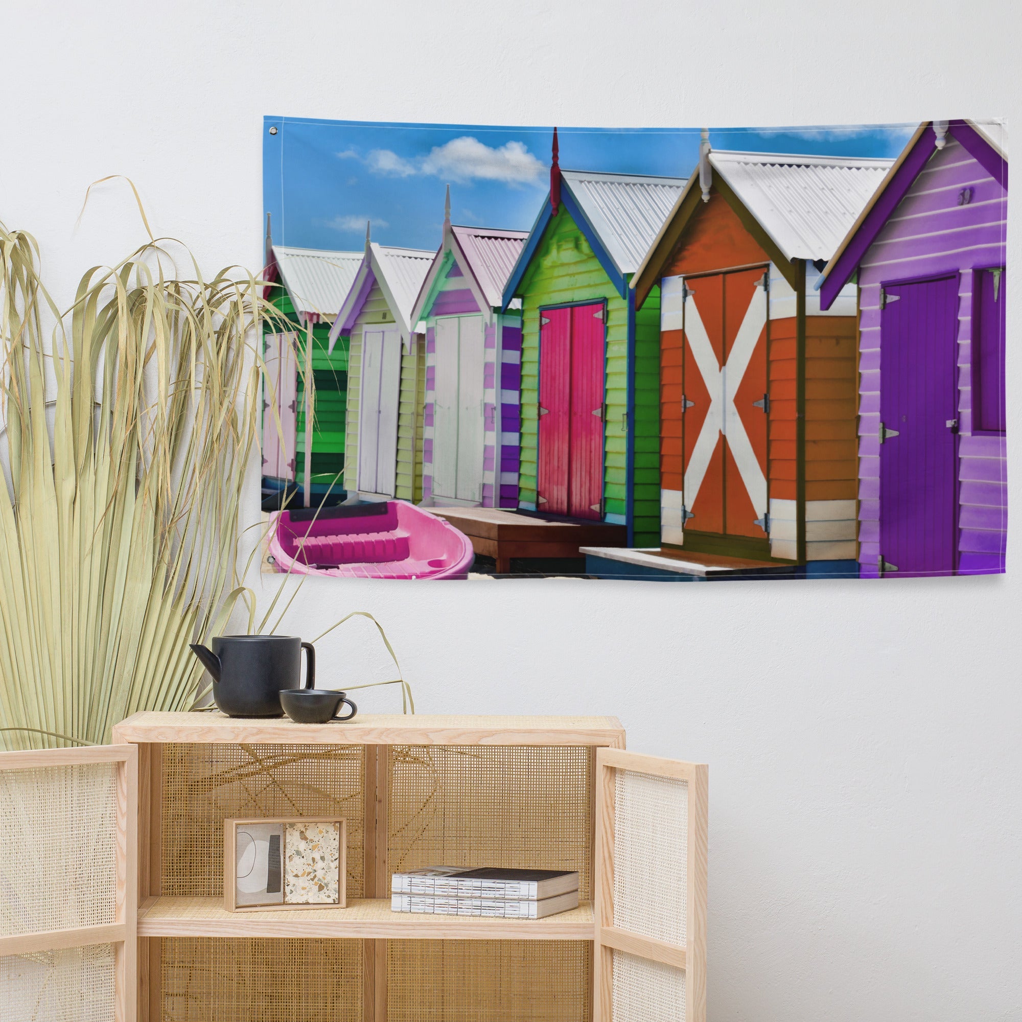 Melborne Beach House Painting Flag Tapestry-4