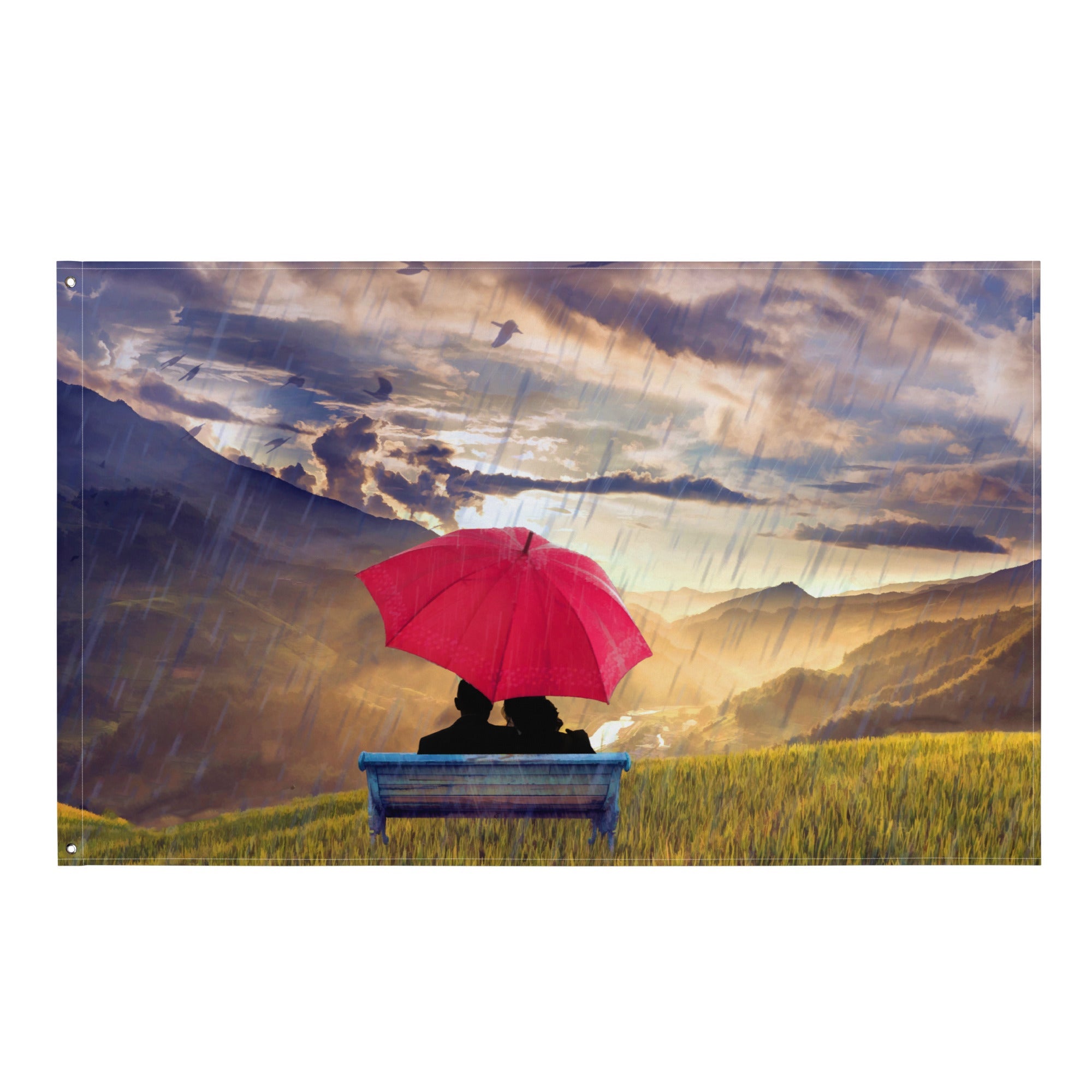 Red Umbrella Painting Flag Tapestry-0