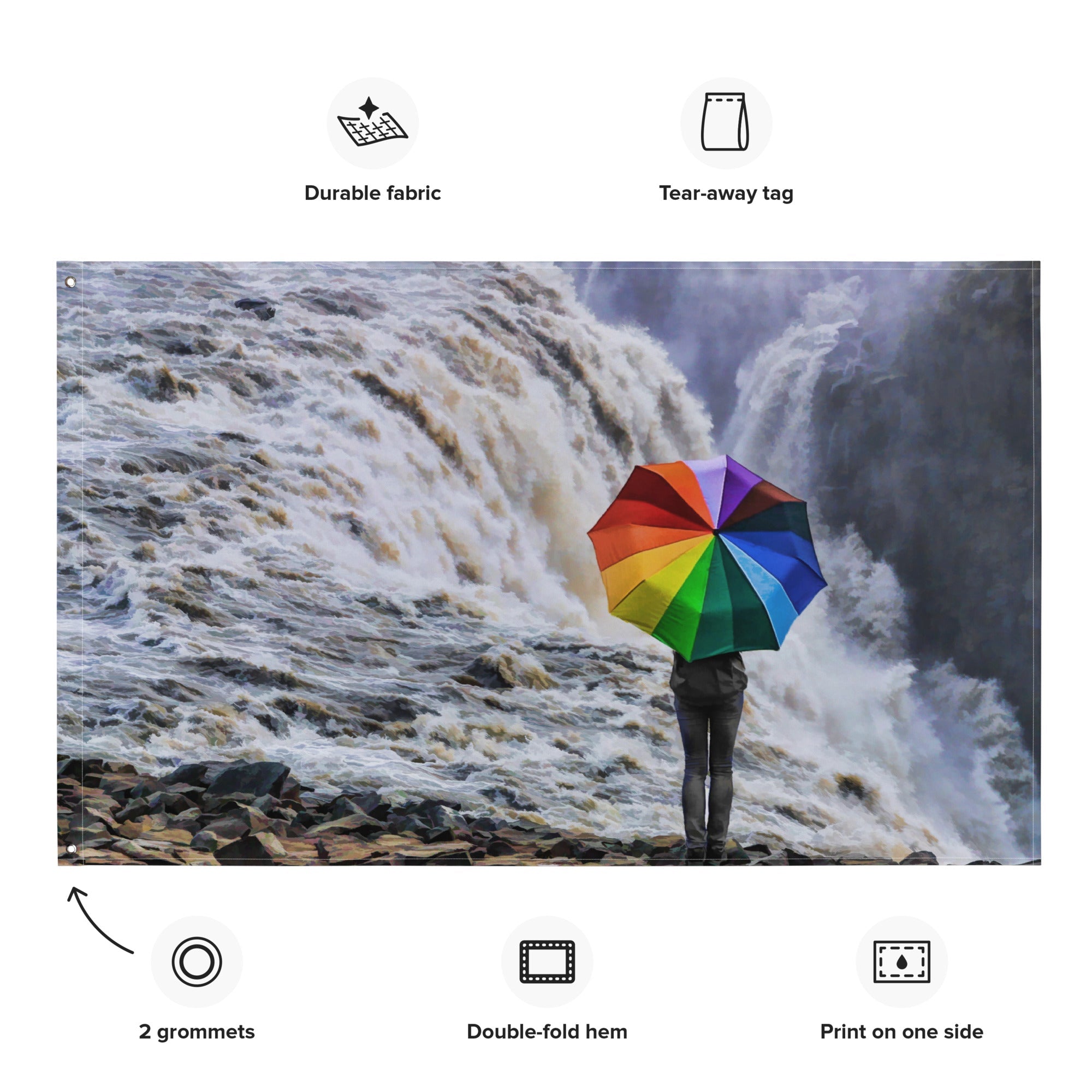 Waterfall Umbrella Painting Flag Tapestry-1
