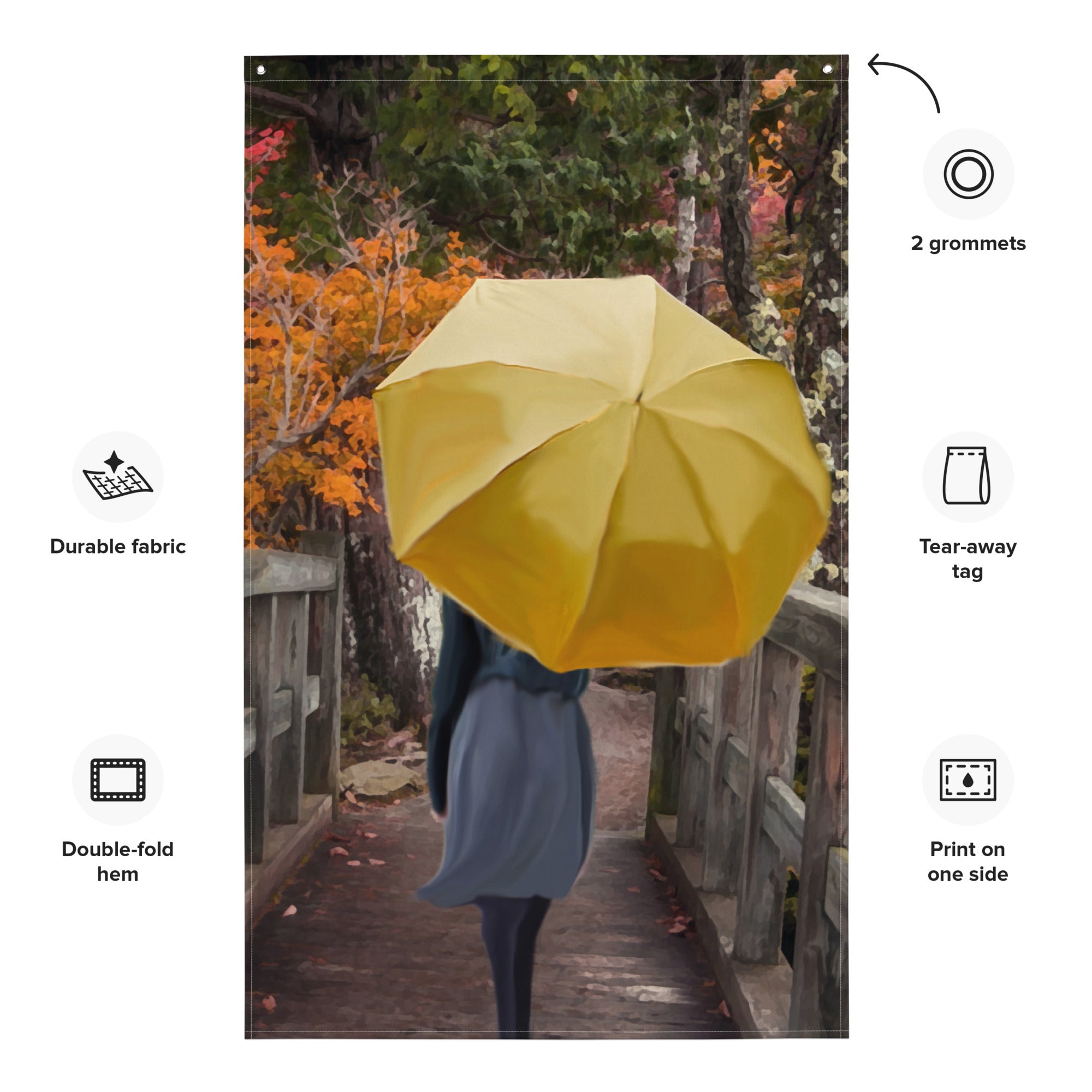 Women Umbrella Painting Flag Tapestry-1