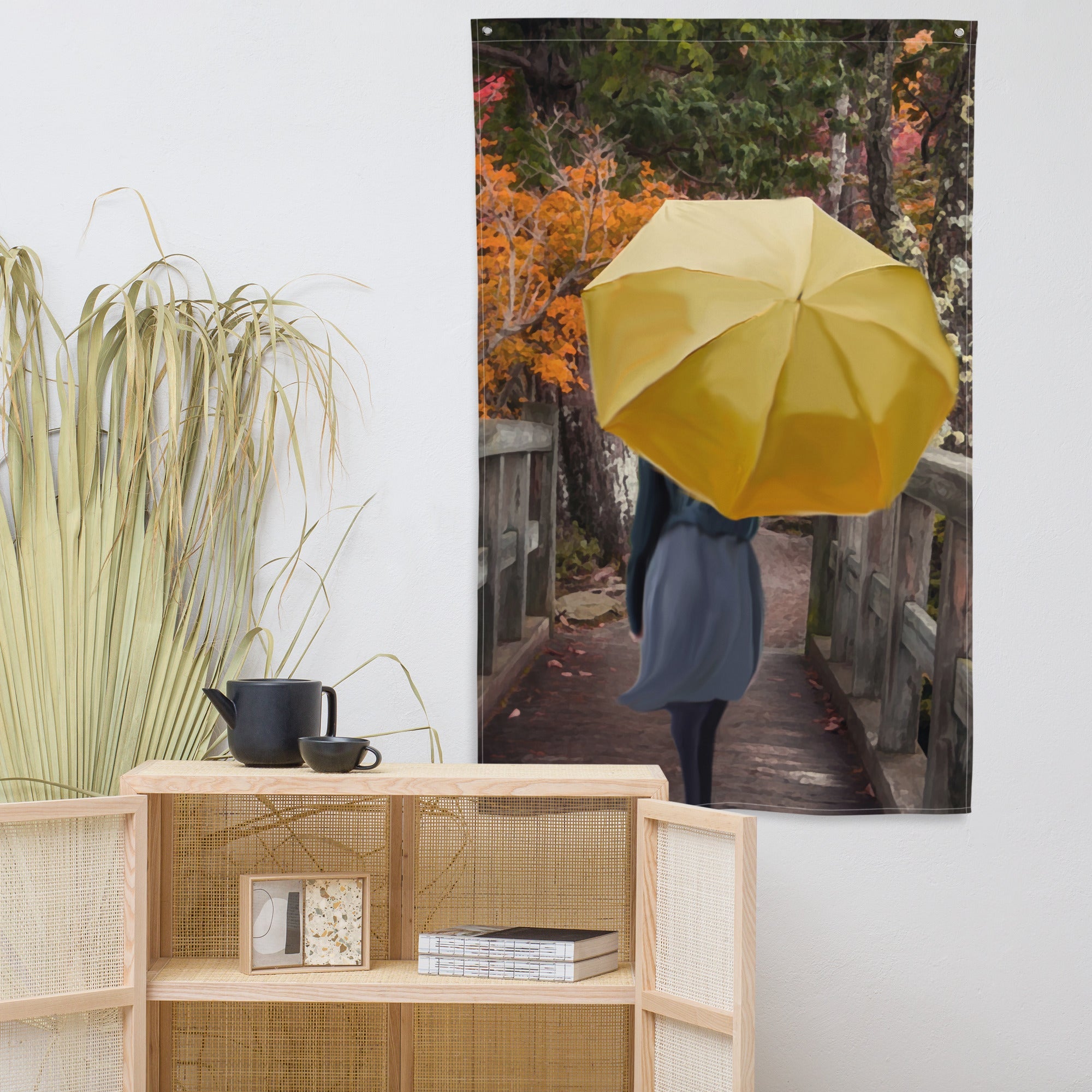 Women Umbrella Painting Flag Tapestry-4