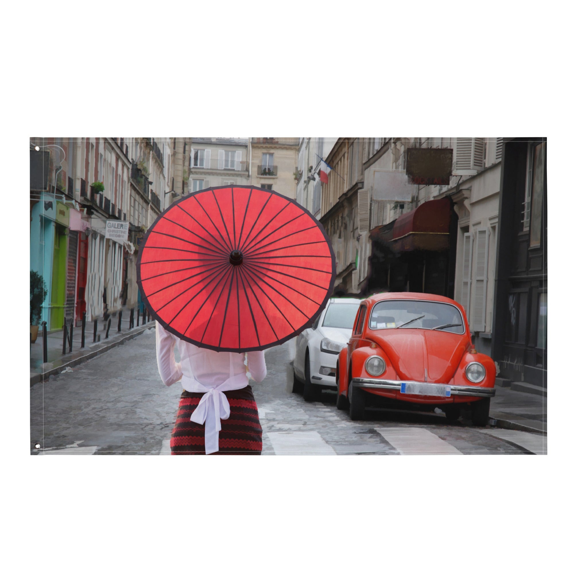 Umbrella Women Painting Flag Tapestry-0