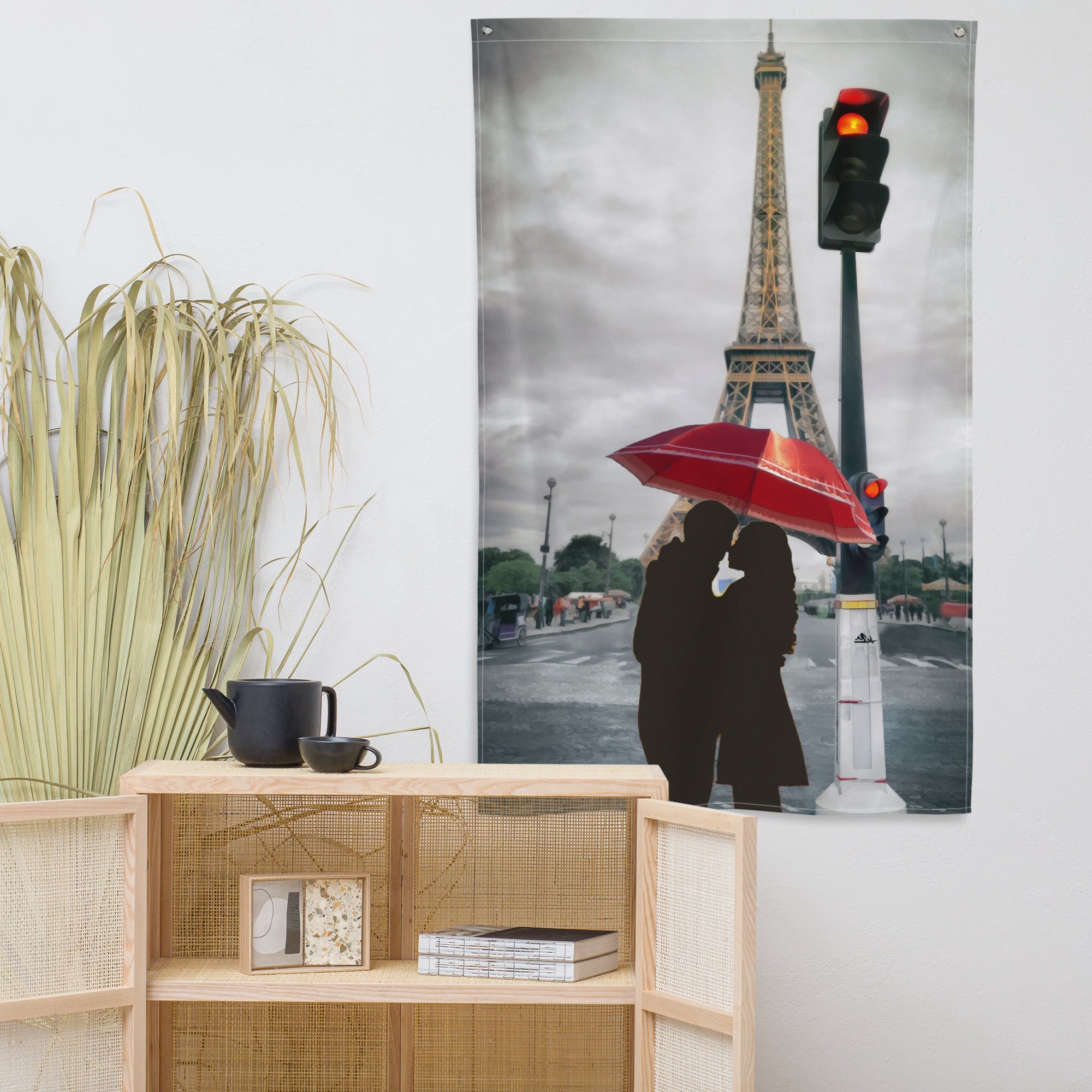 Eiffel Tower Love Painting Flag Tapestry-4