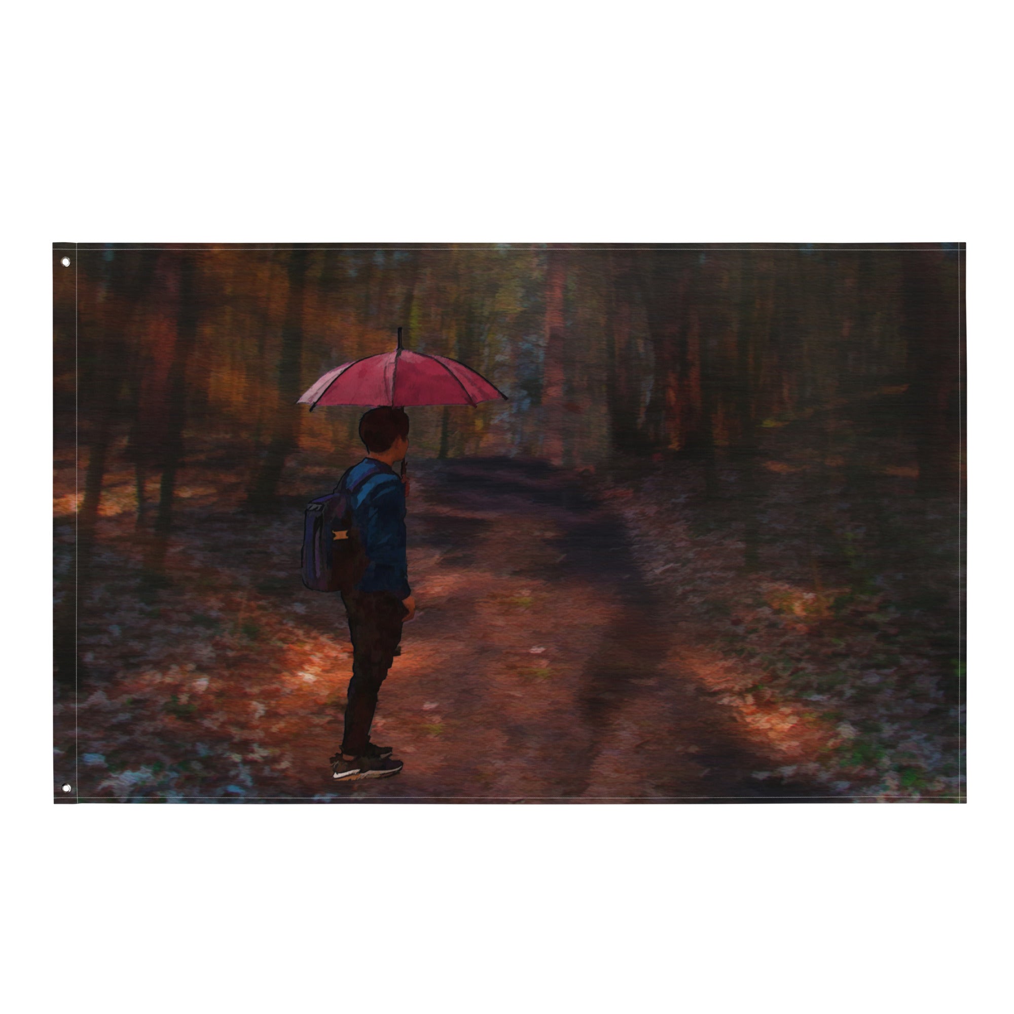 Umbrella Forest Painting Flag Tapestry-0