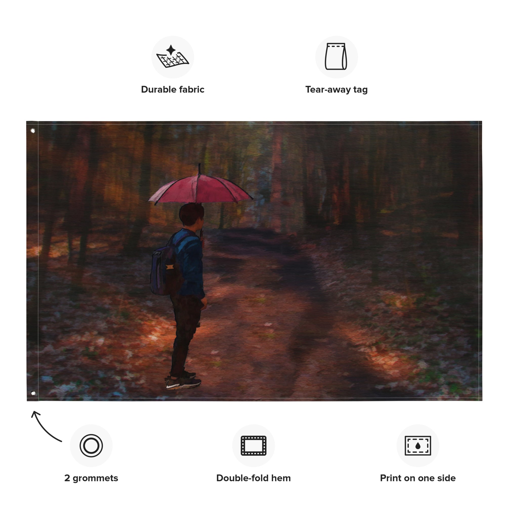 Umbrella Forest Painting Flag Tapestry-1