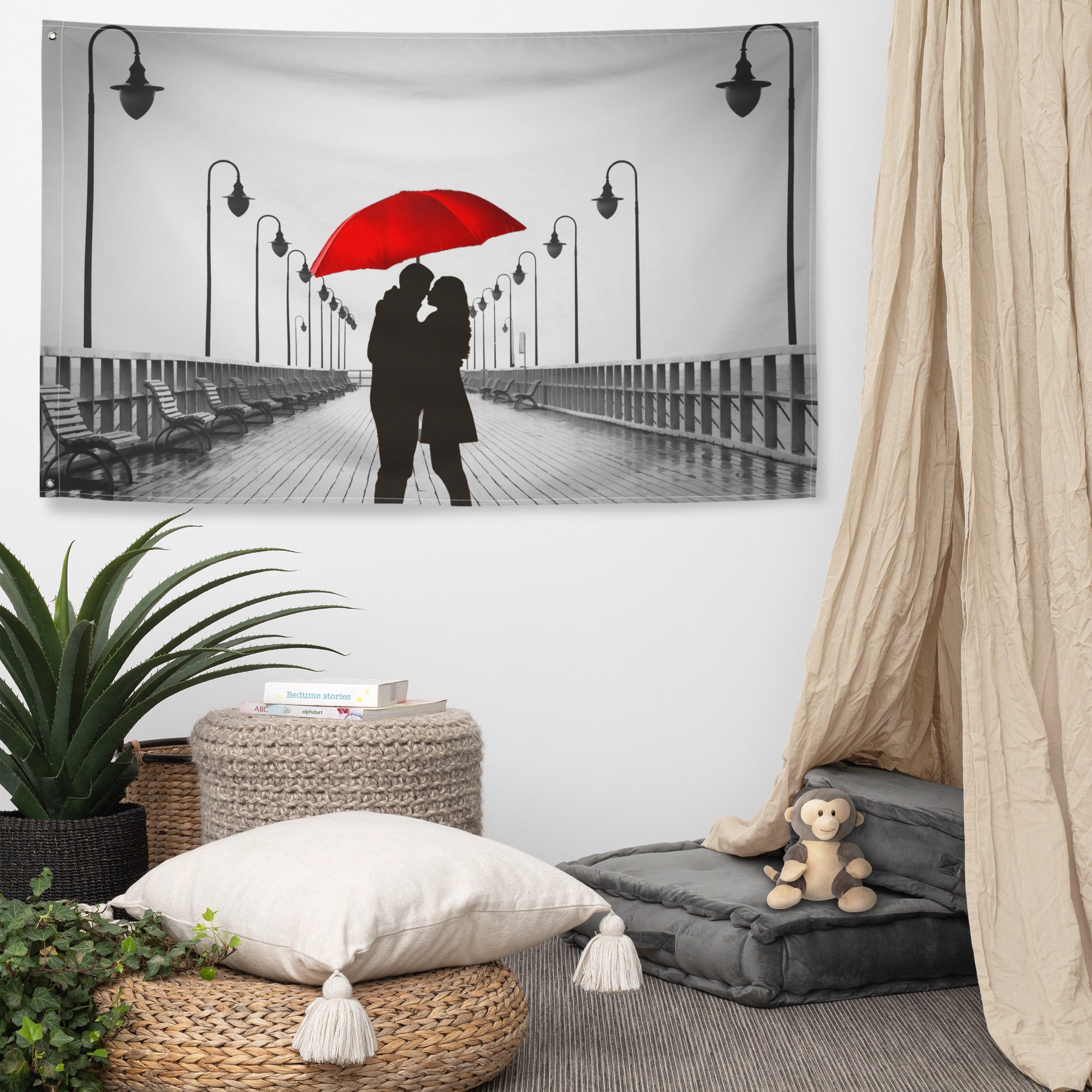 Love in The Air Bridge Painting Flag Tapestry-3