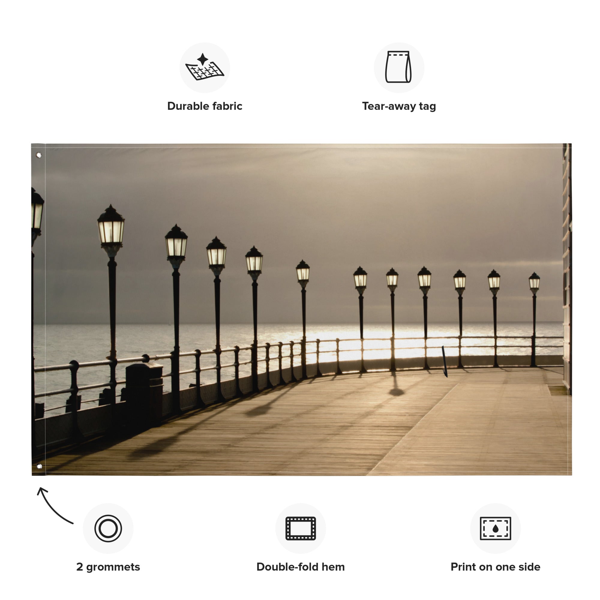 Riverside Walk Painting Flag Tapestry-1