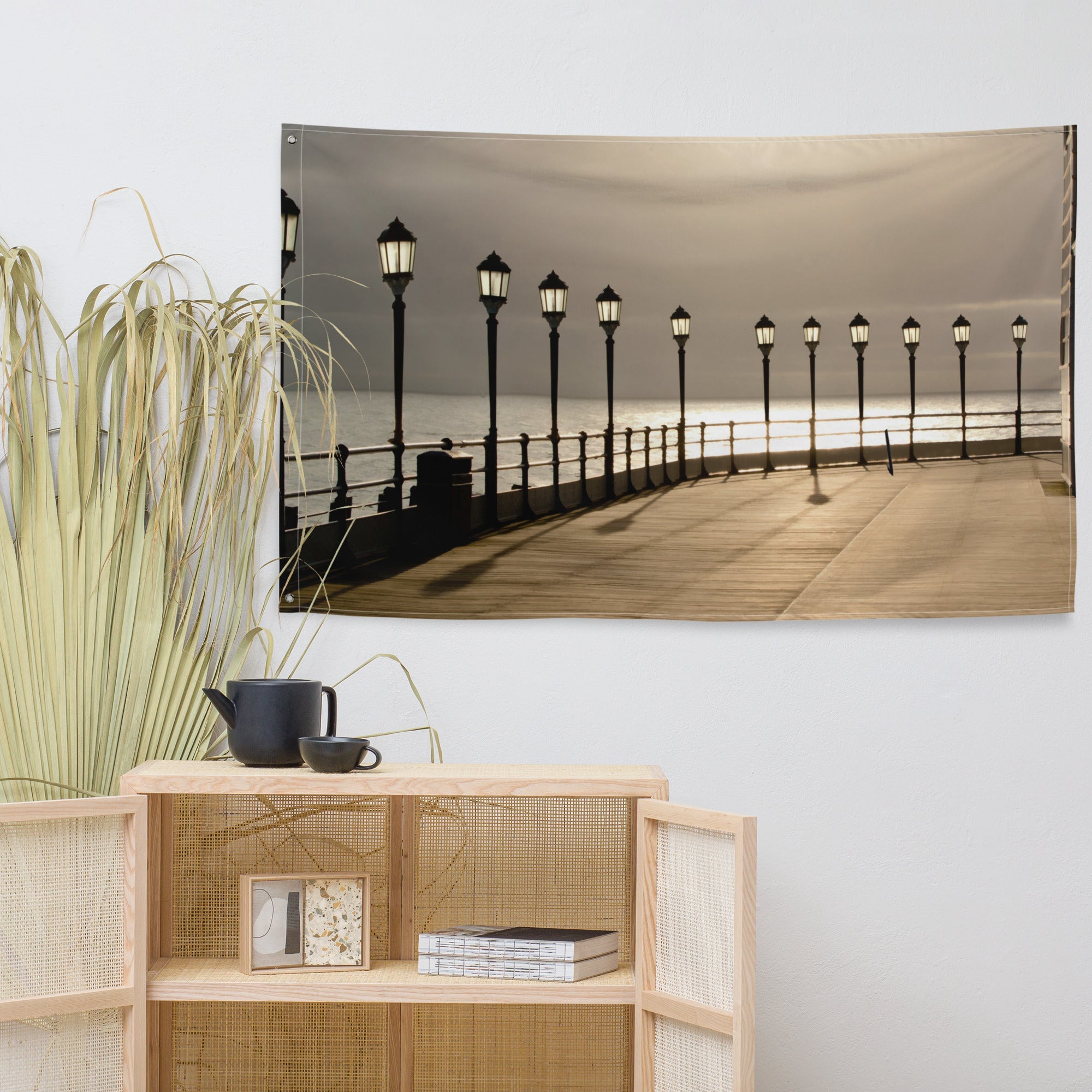 Riverside Walk Painting Flag Tapestry-4