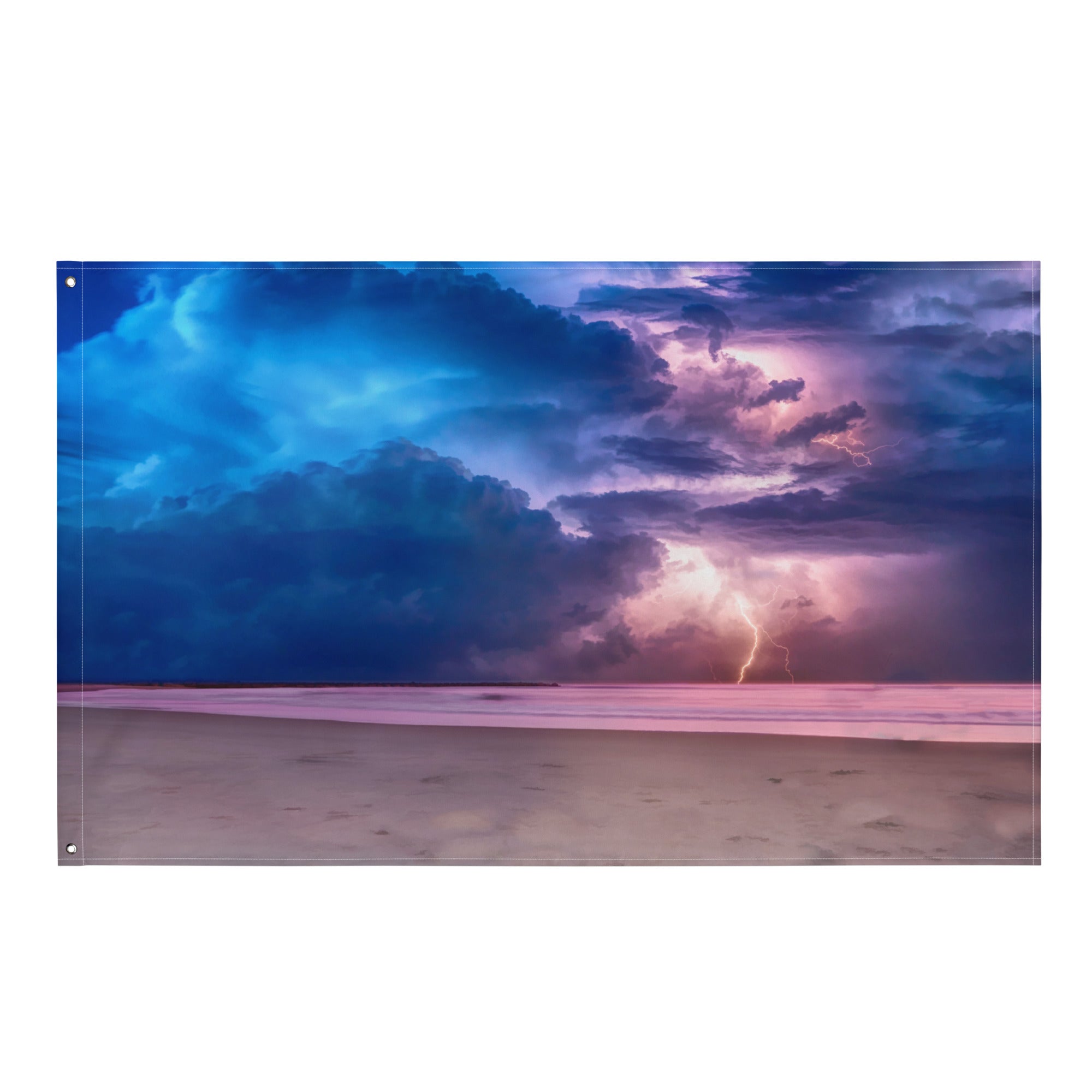 Lightining Ocean Painting Flag Tapestry-0