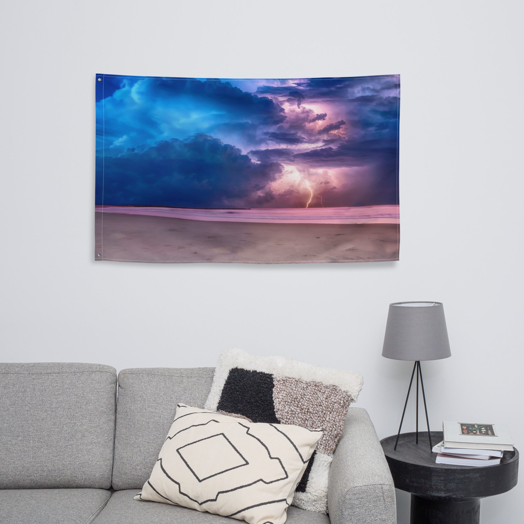 Lightining Ocean Painting Flag Tapestry-3