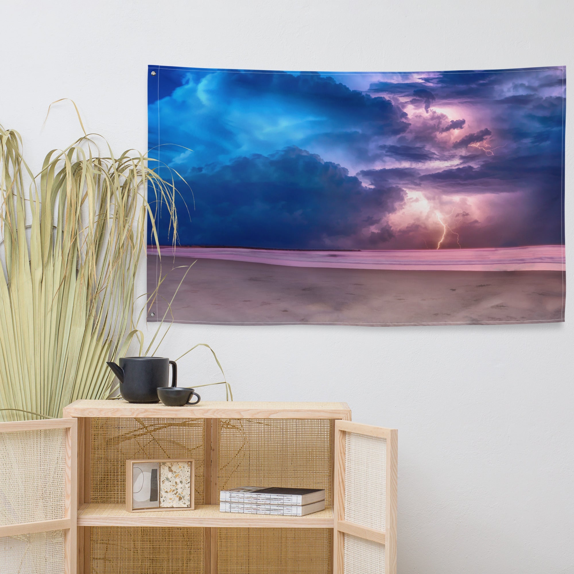 Lightining Ocean Painting Flag Tapestry-4
