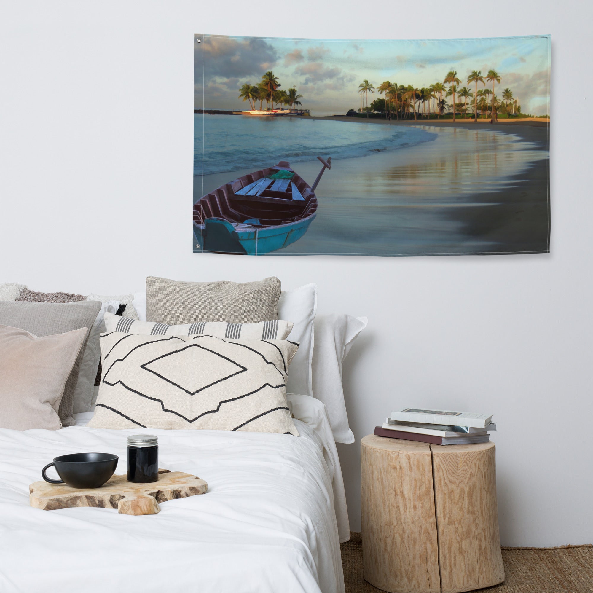 Beach  Trees  Painting Flag Tapestry-4