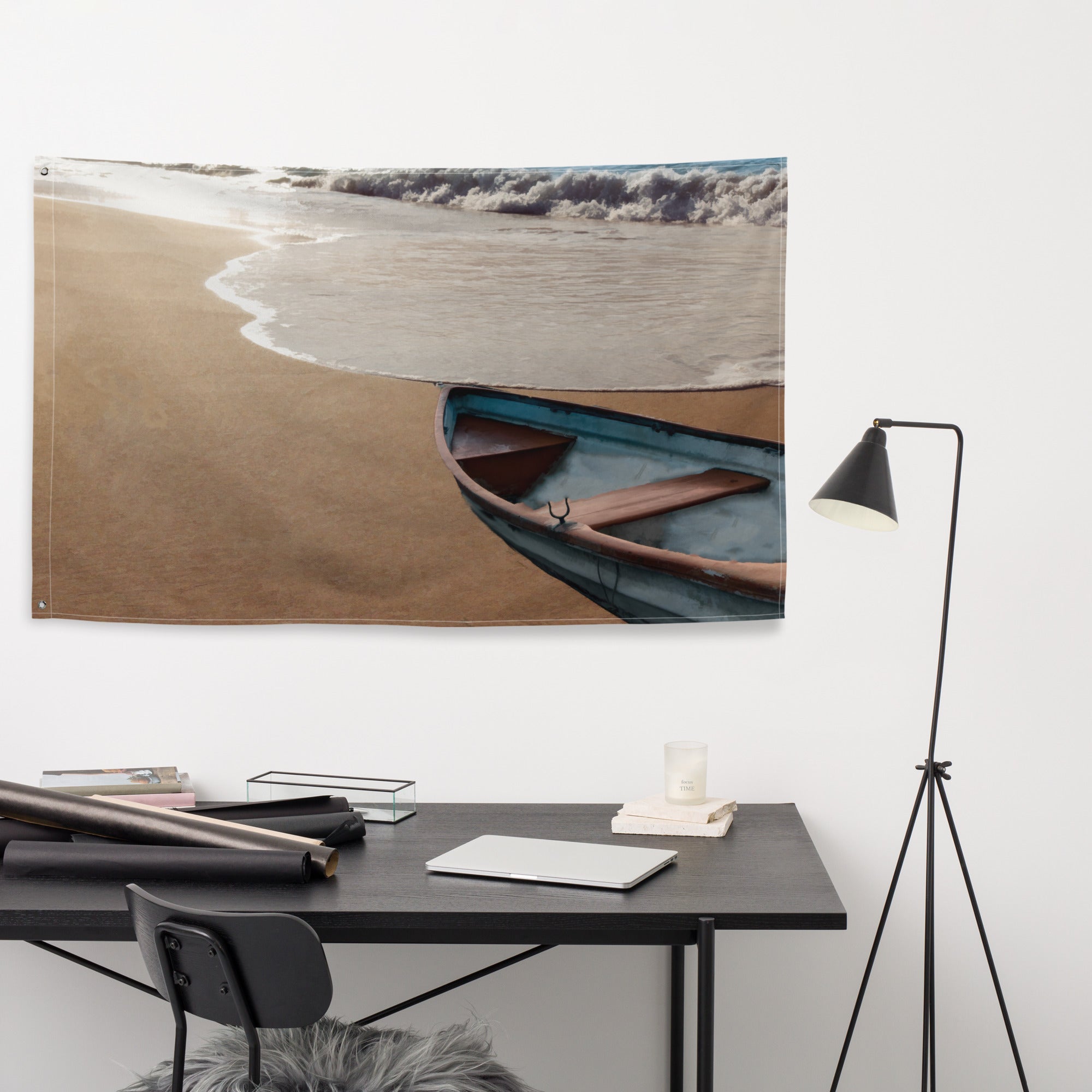 Ocean Paint Boat Painting Flag Tapestry-3