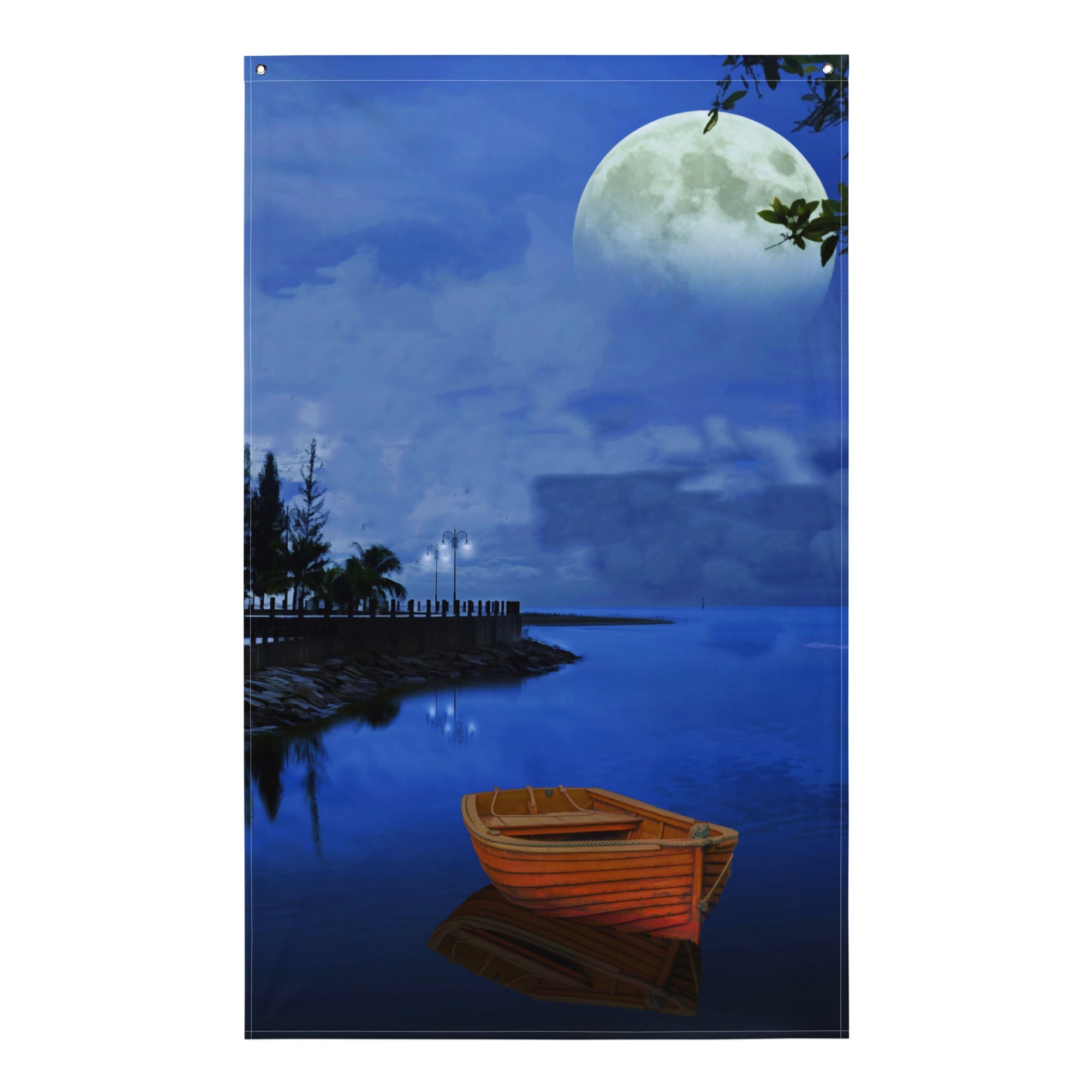 Riverside Walk Painting Flag Tapestry-0