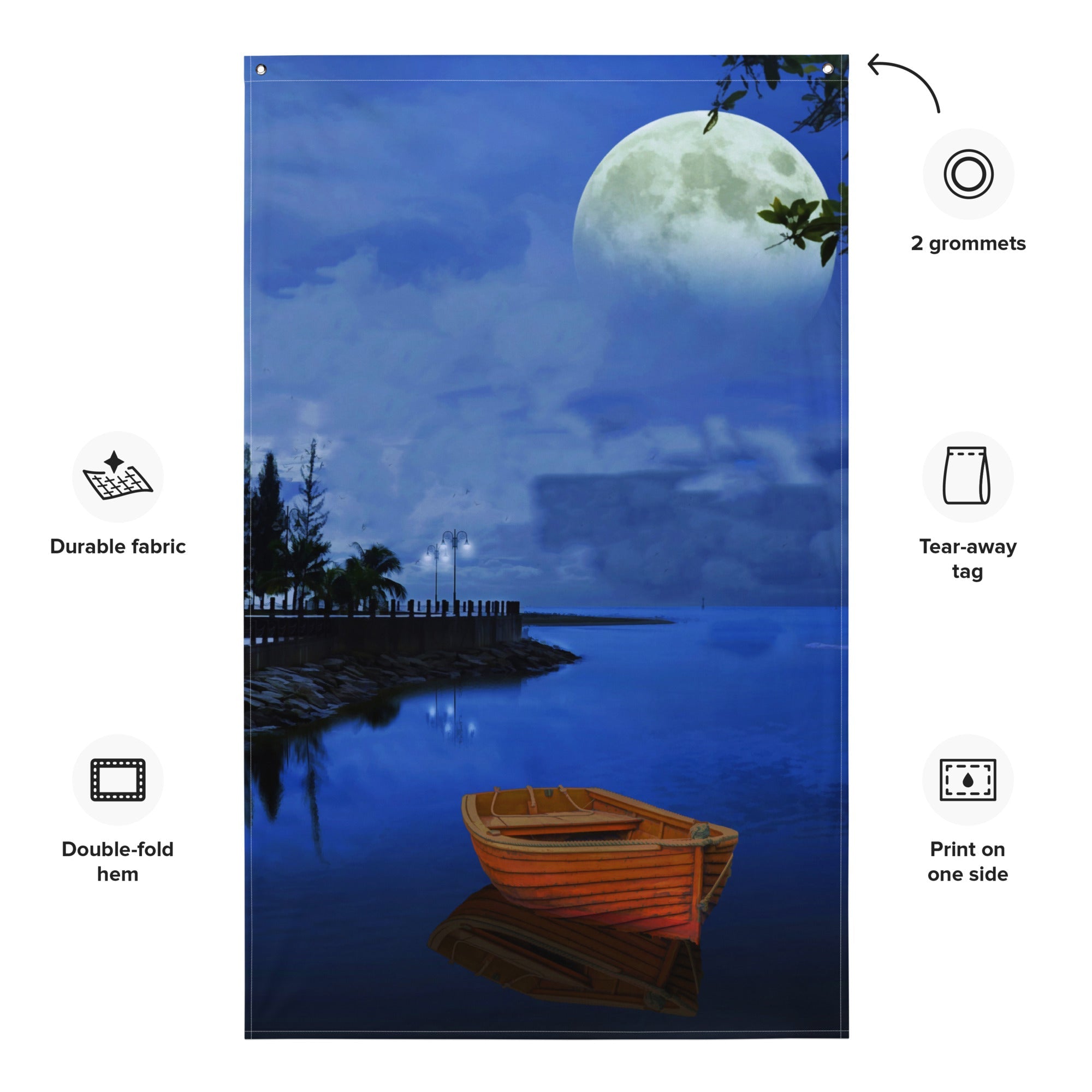 Riverside Walk Painting Flag Tapestry-1