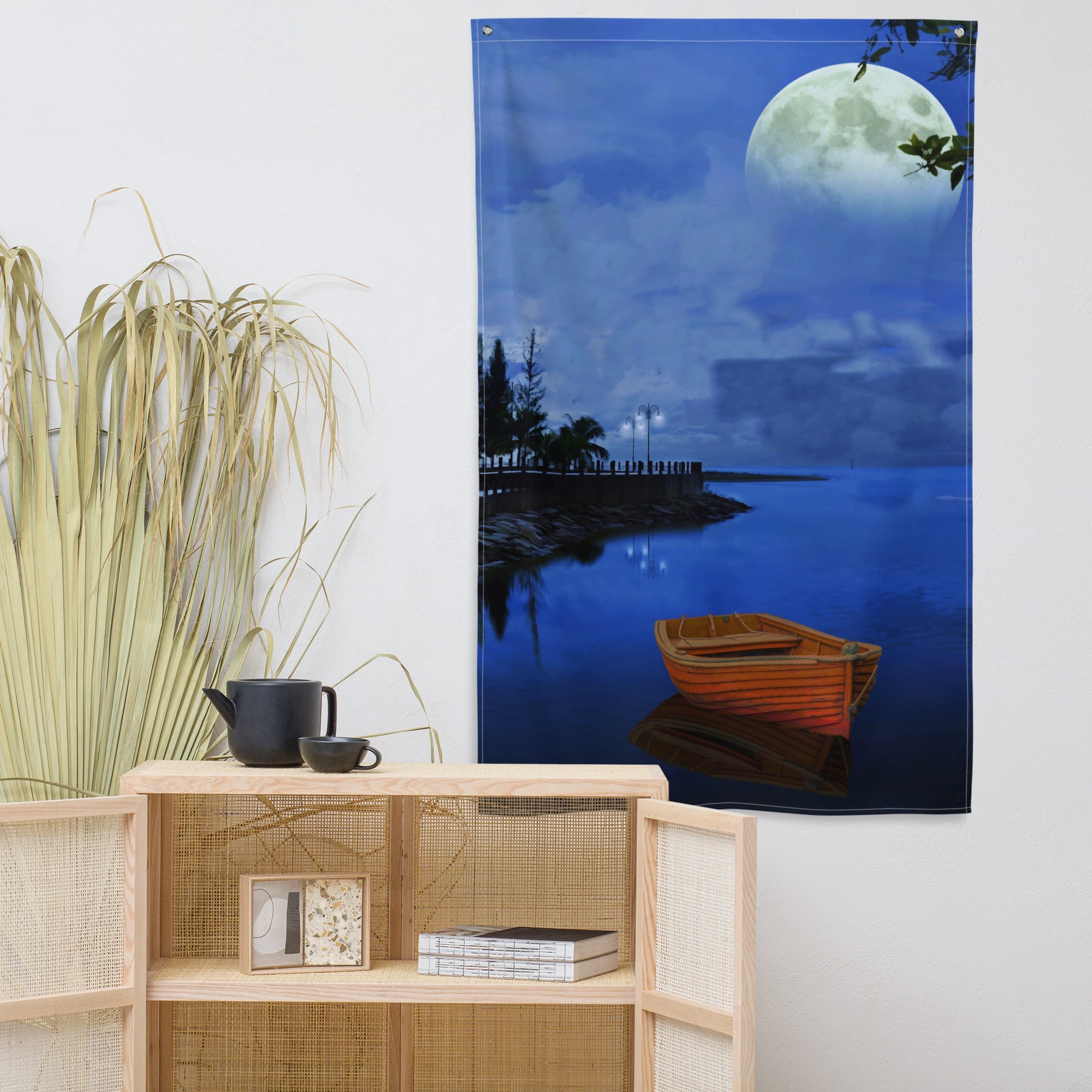 Riverside Walk Painting Flag Tapestry-4