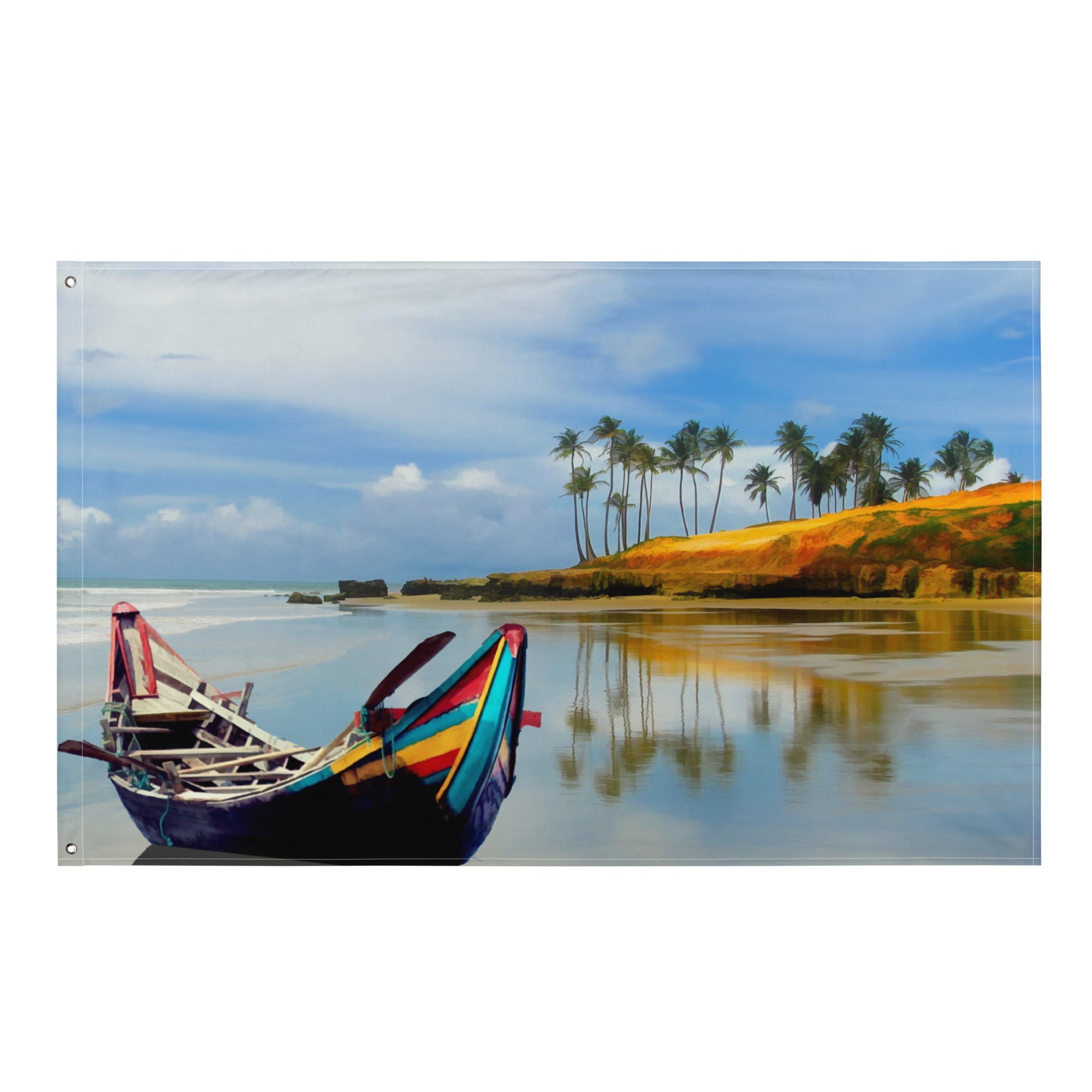 Ocean Boat Painting Flag Tapestry-0