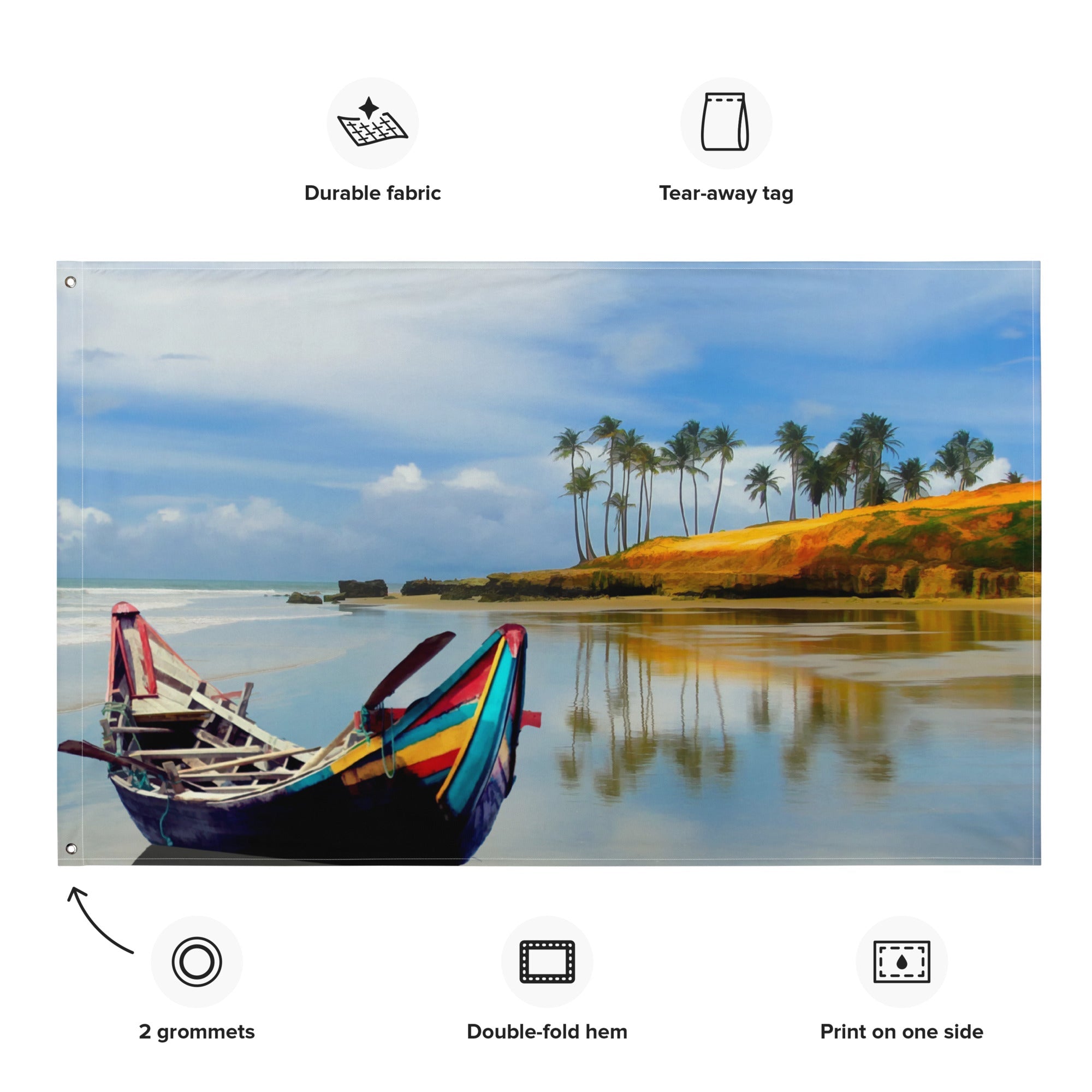 Ocean Boat Painting Flag Tapestry-1