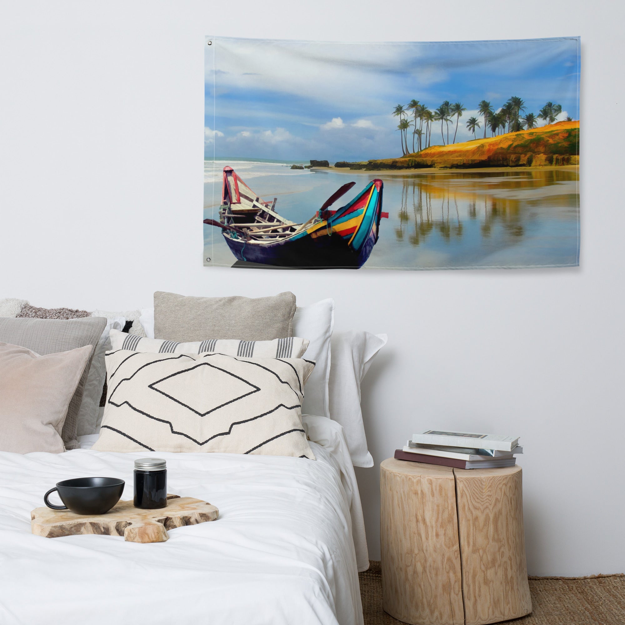 Ocean Boat Painting Flag Tapestry-4