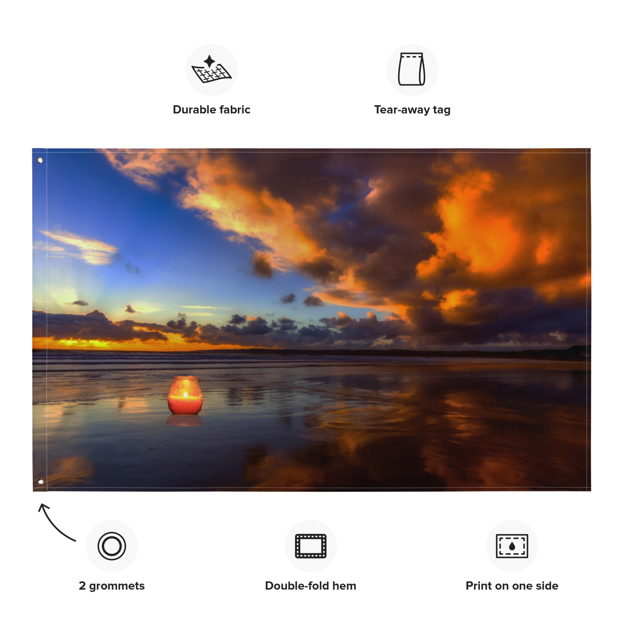 Ocean  Sunset  Painting Flag Tapestry-1