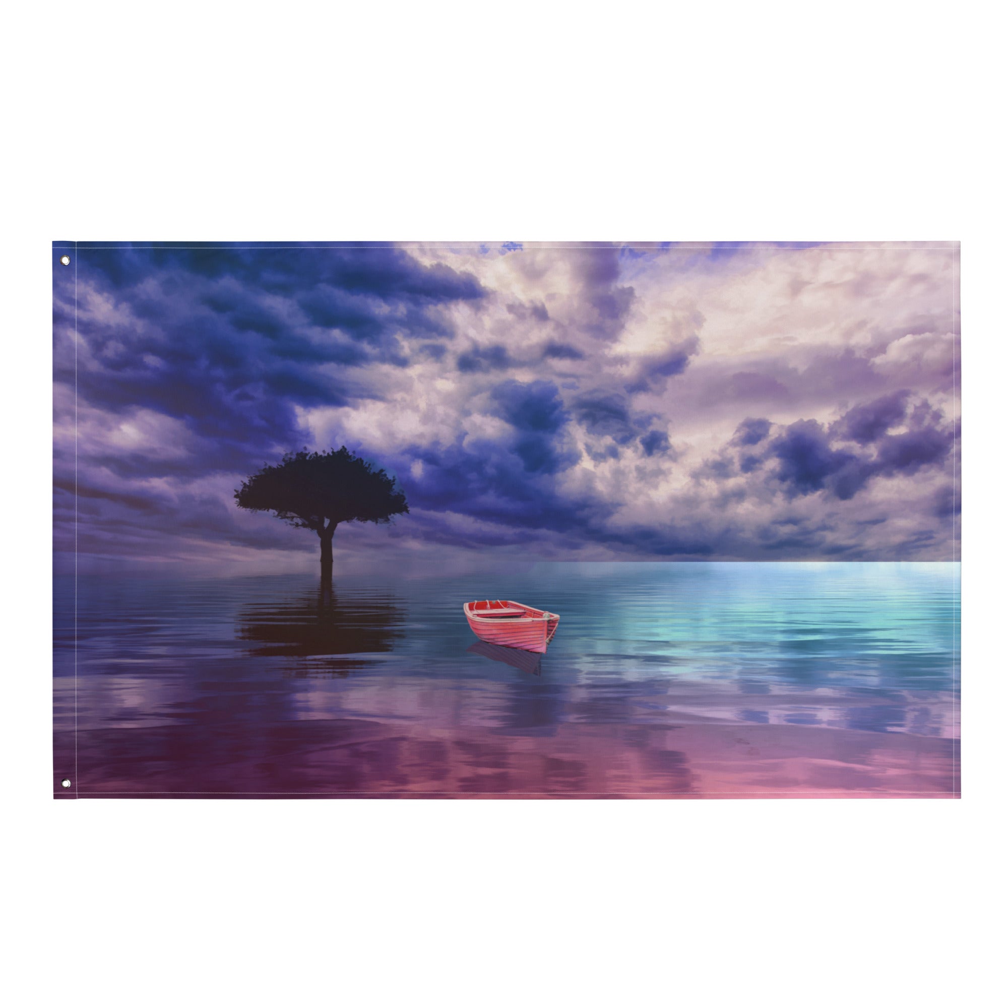 Red Ocean Painting Flag Tapestry-0