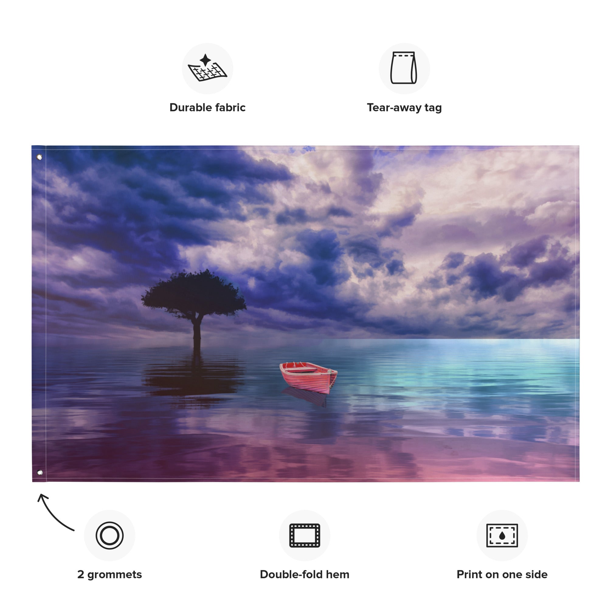 Red Ocean Painting Flag Tapestry-1