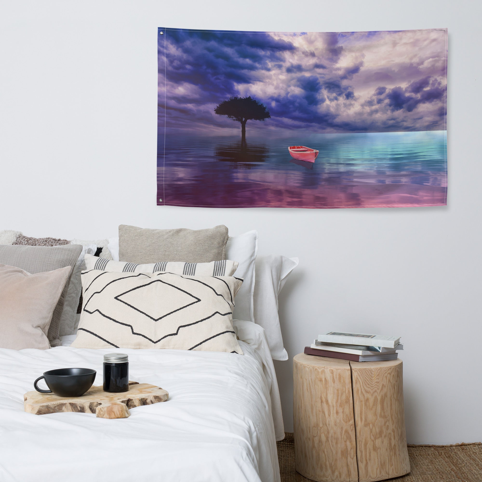 Red Ocean Painting Flag Tapestry-4