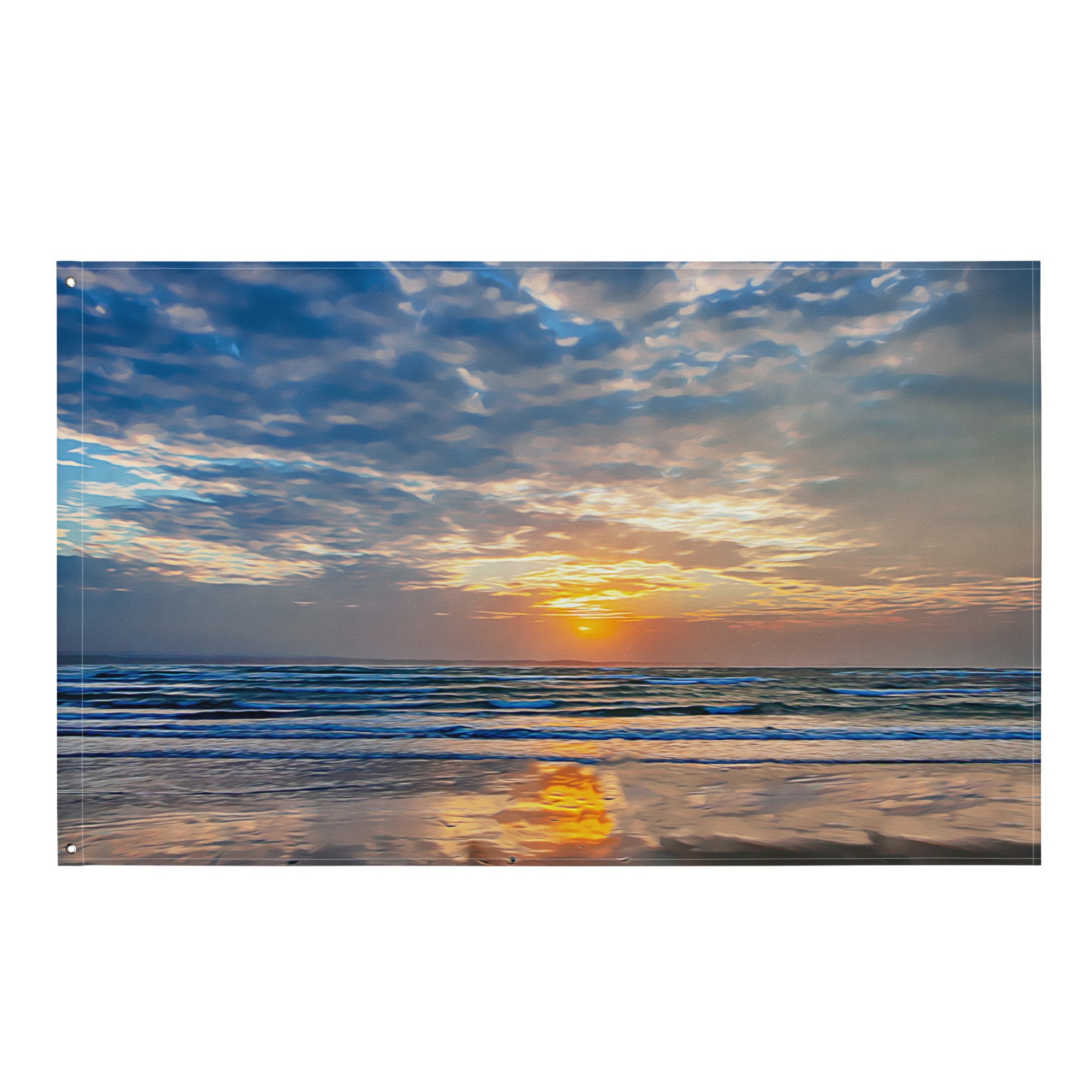 Beach Painting Flag Tapestry-0