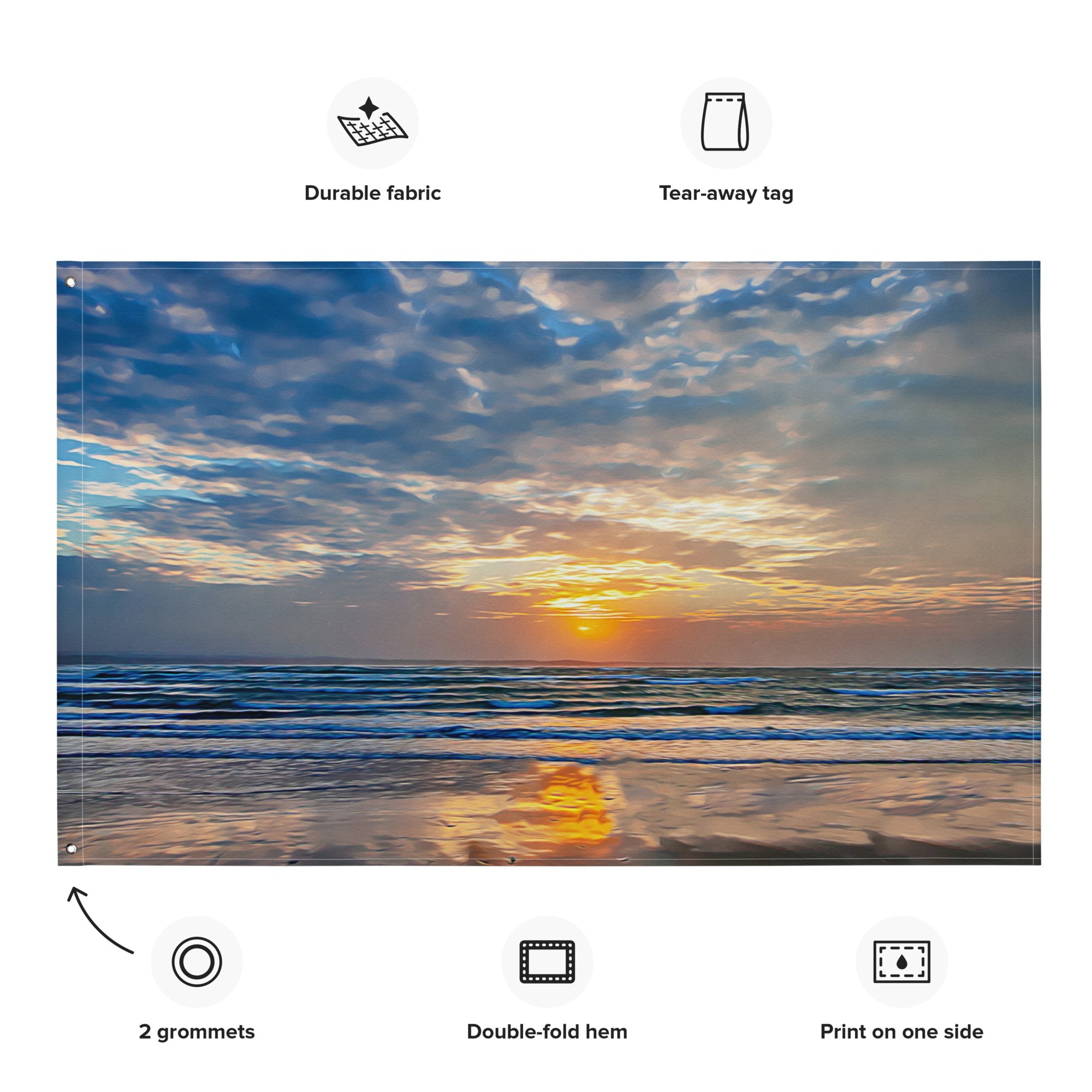 Beach Painting Flag Tapestry-1