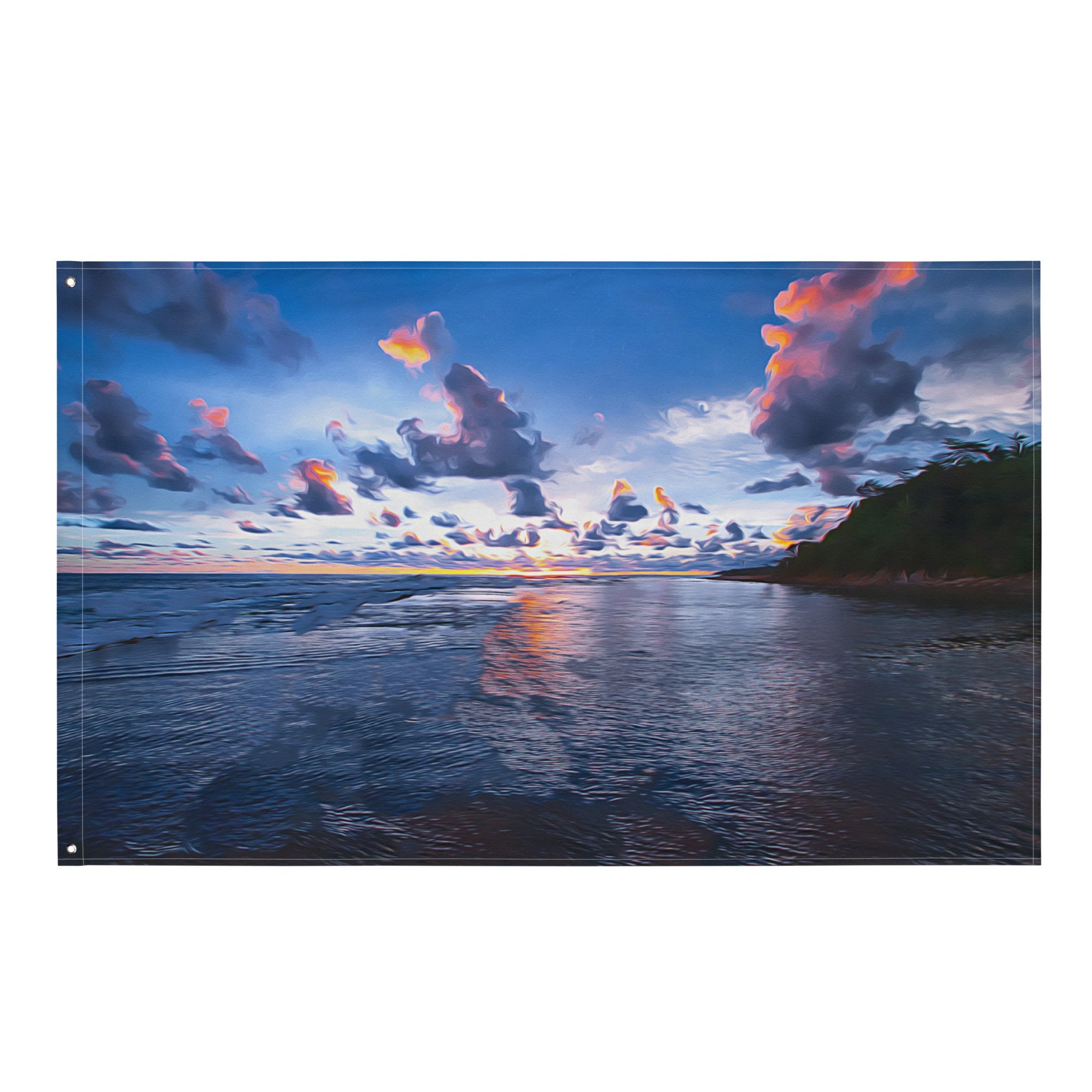 Ocean Clouds  Painting Flag Tapestry-0