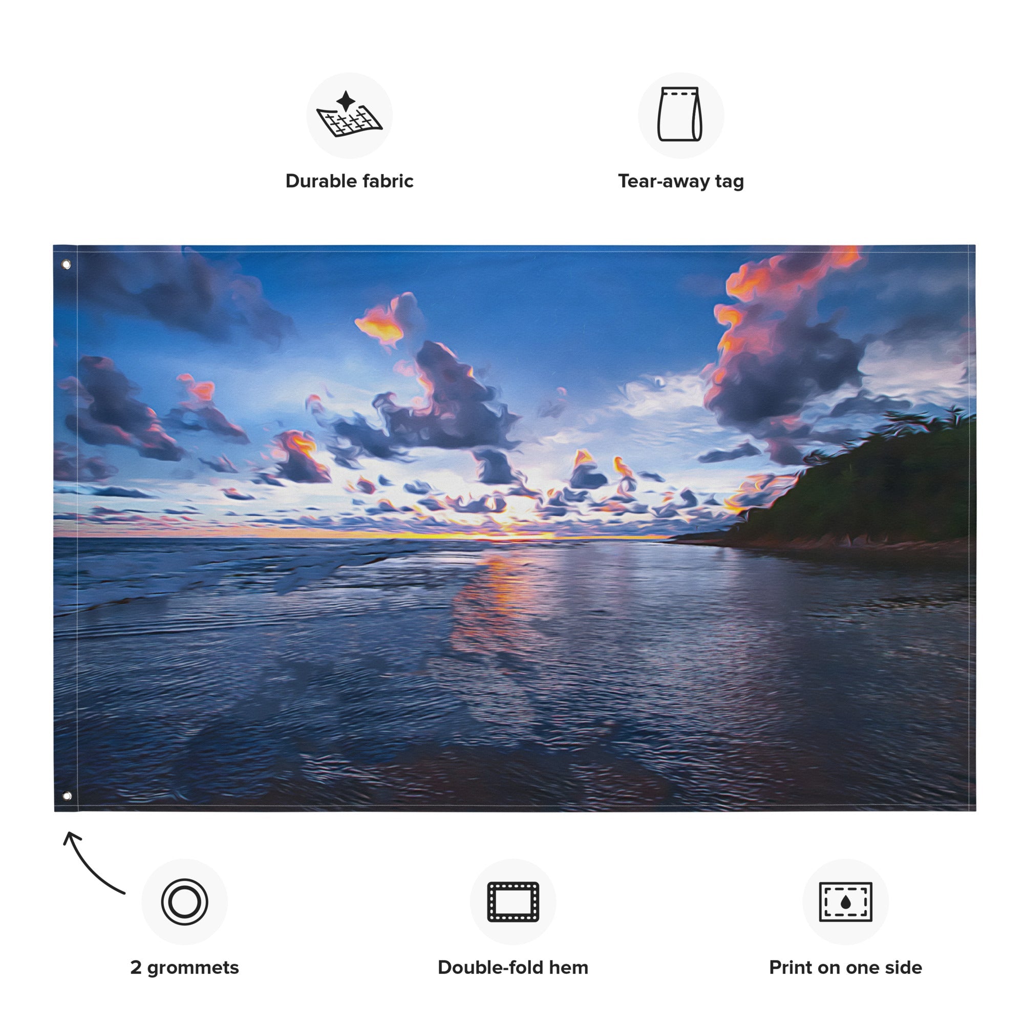 Ocean Clouds  Painting Flag Tapestry-1