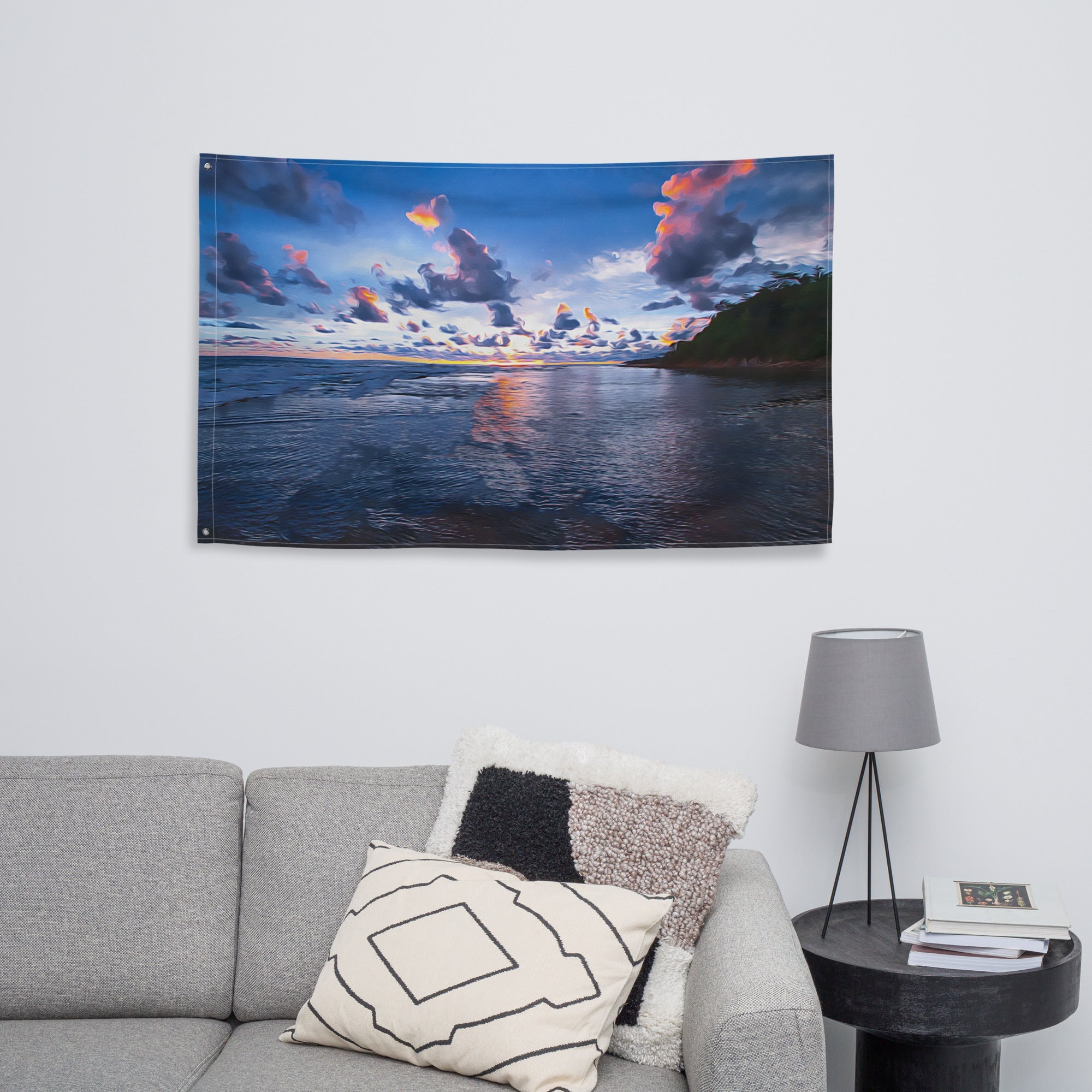 Ocean Clouds  Painting Flag Tapestry-3