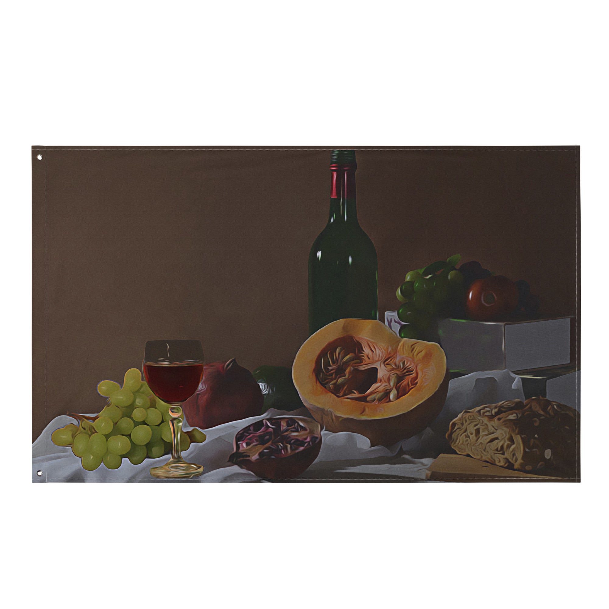 Still Life  Fruit  Painting Flag Tapestry-0