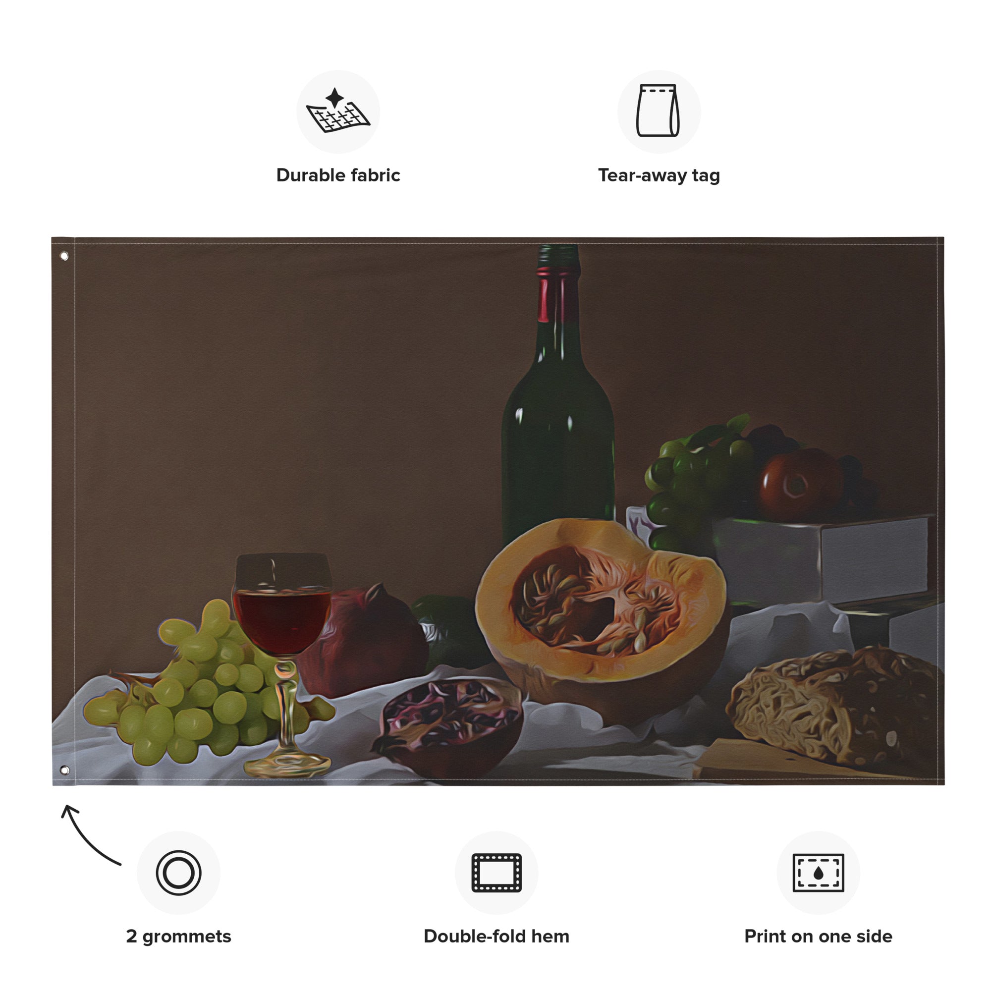 Still Life  Fruit  Painting Flag Tapestry-1