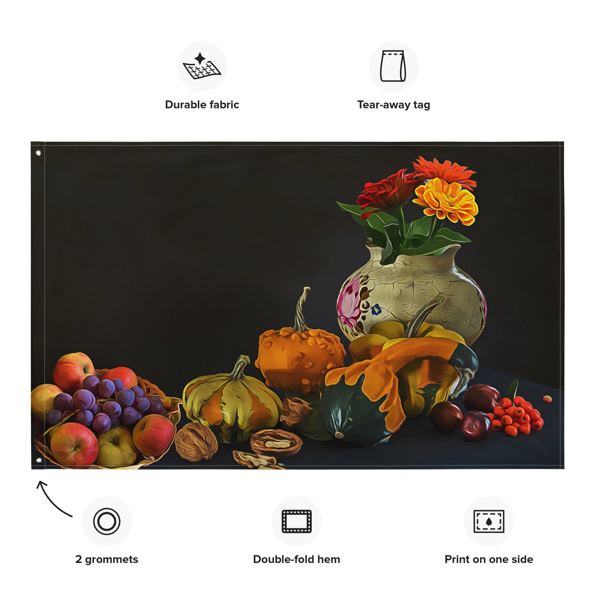 Fruits Painting 3 Flag Tapestry-1