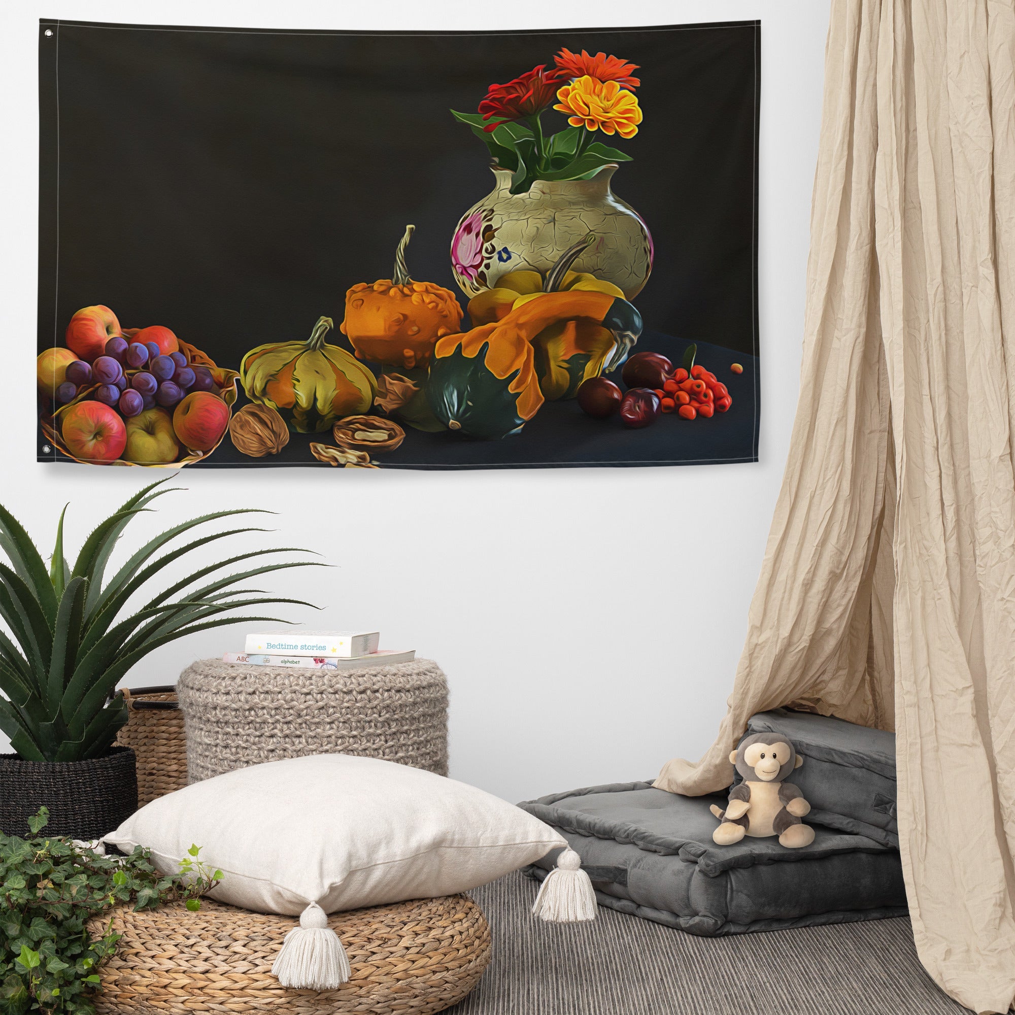 Fruits Painting 3 Flag Tapestry-4