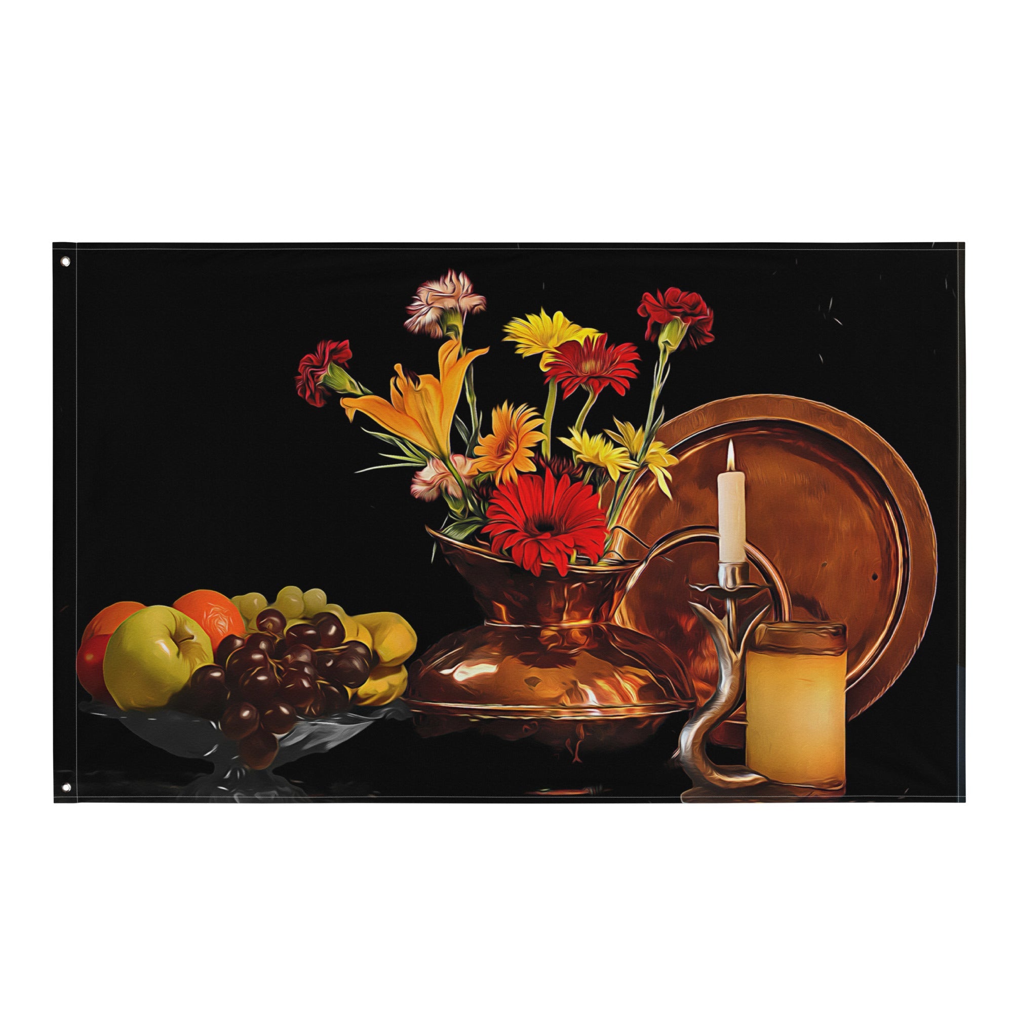 Still Life Candle Painting Flag Tapestry-0