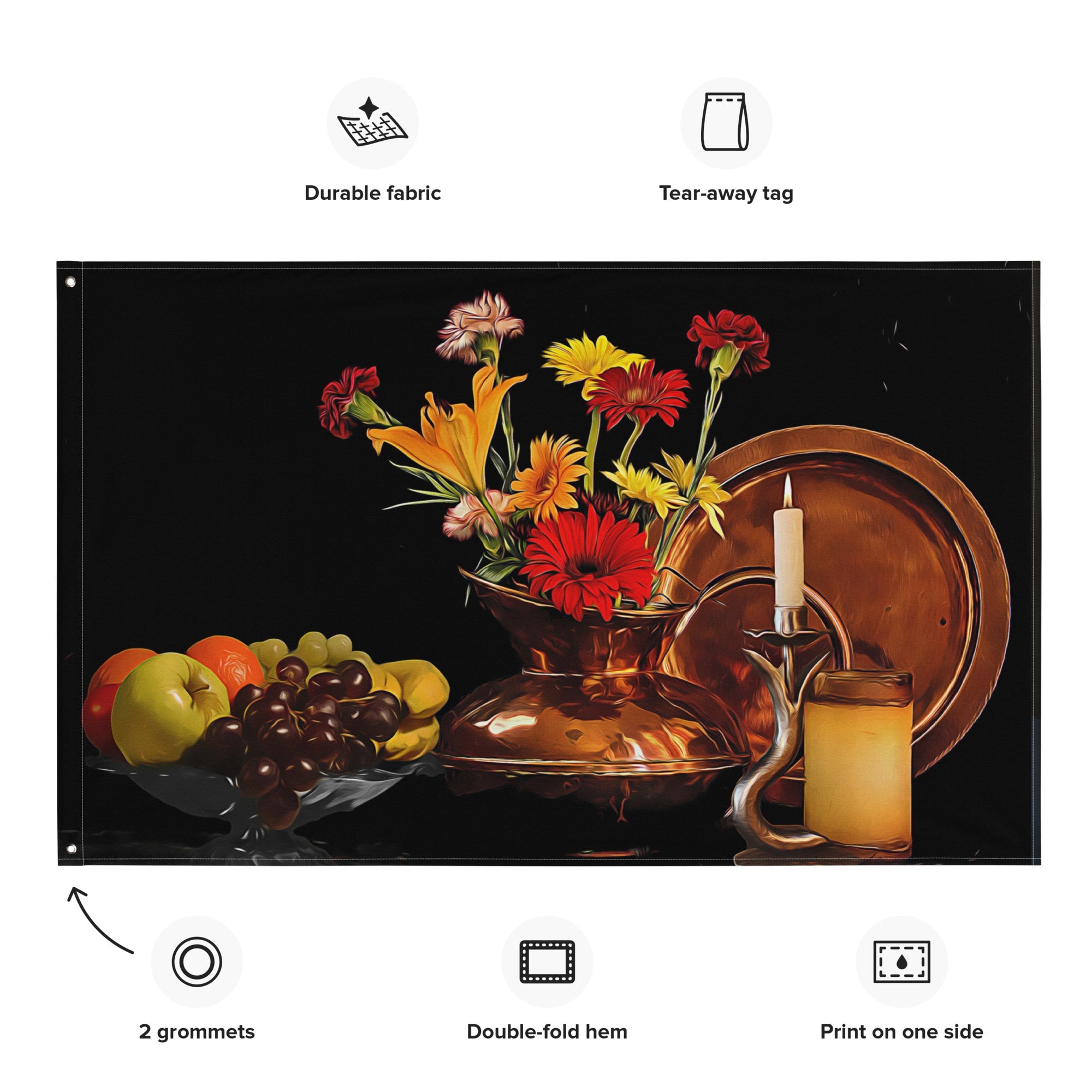 Still Life Candle Painting Flag Tapestry-1