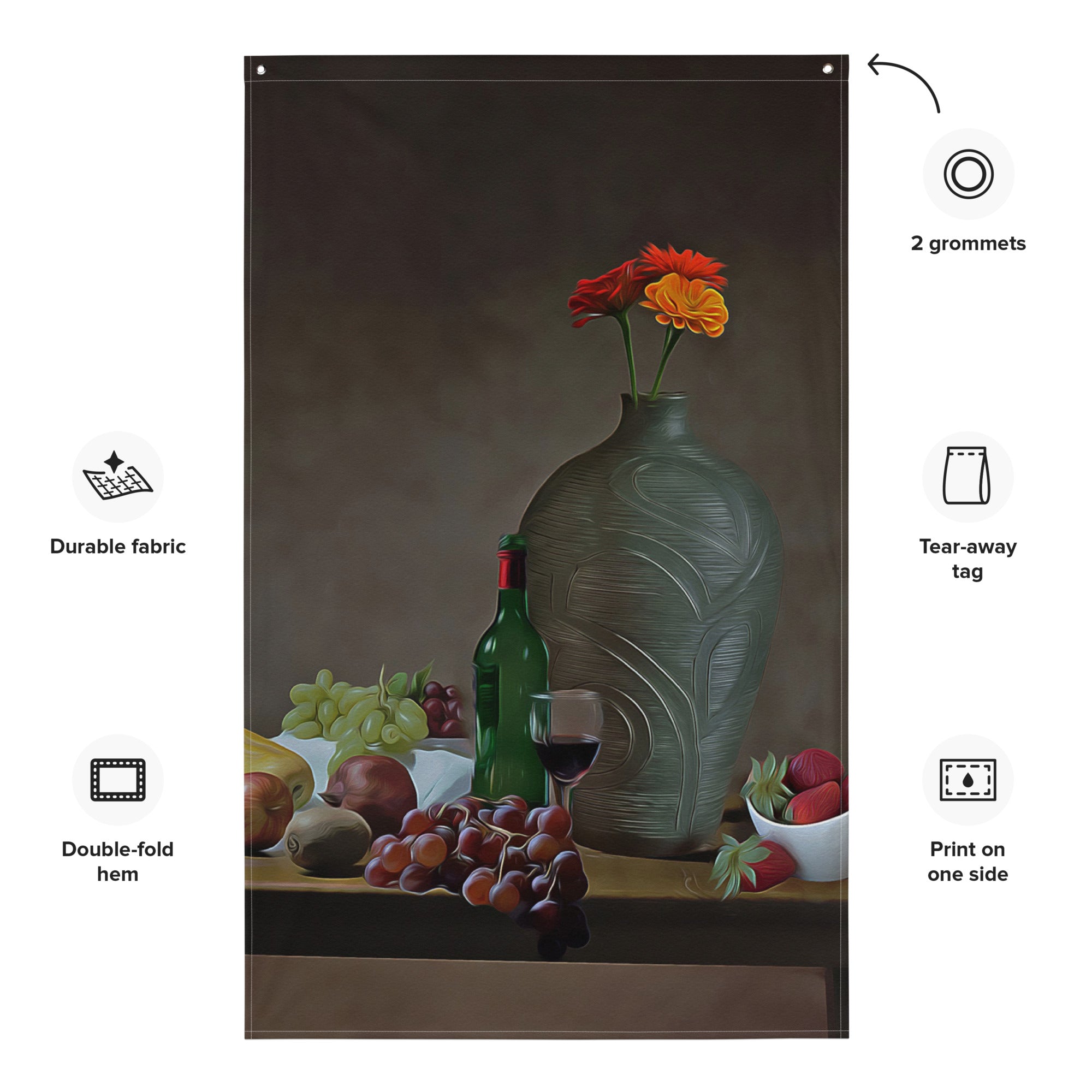 Wine Glass Still Life Painting 2 Flag Tapestry-1