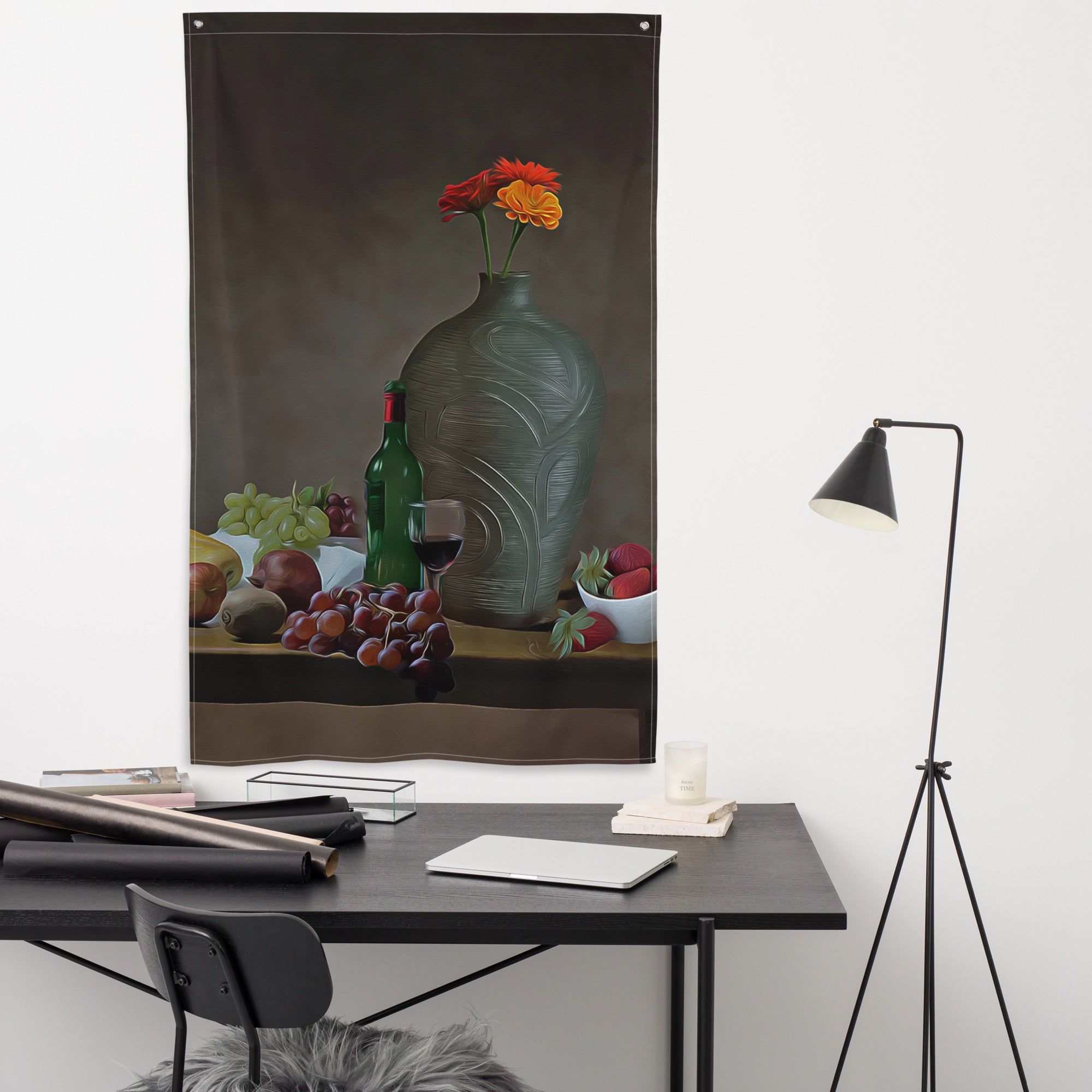 Wine Glass Still Life Painting 2 Flag Tapestry-3