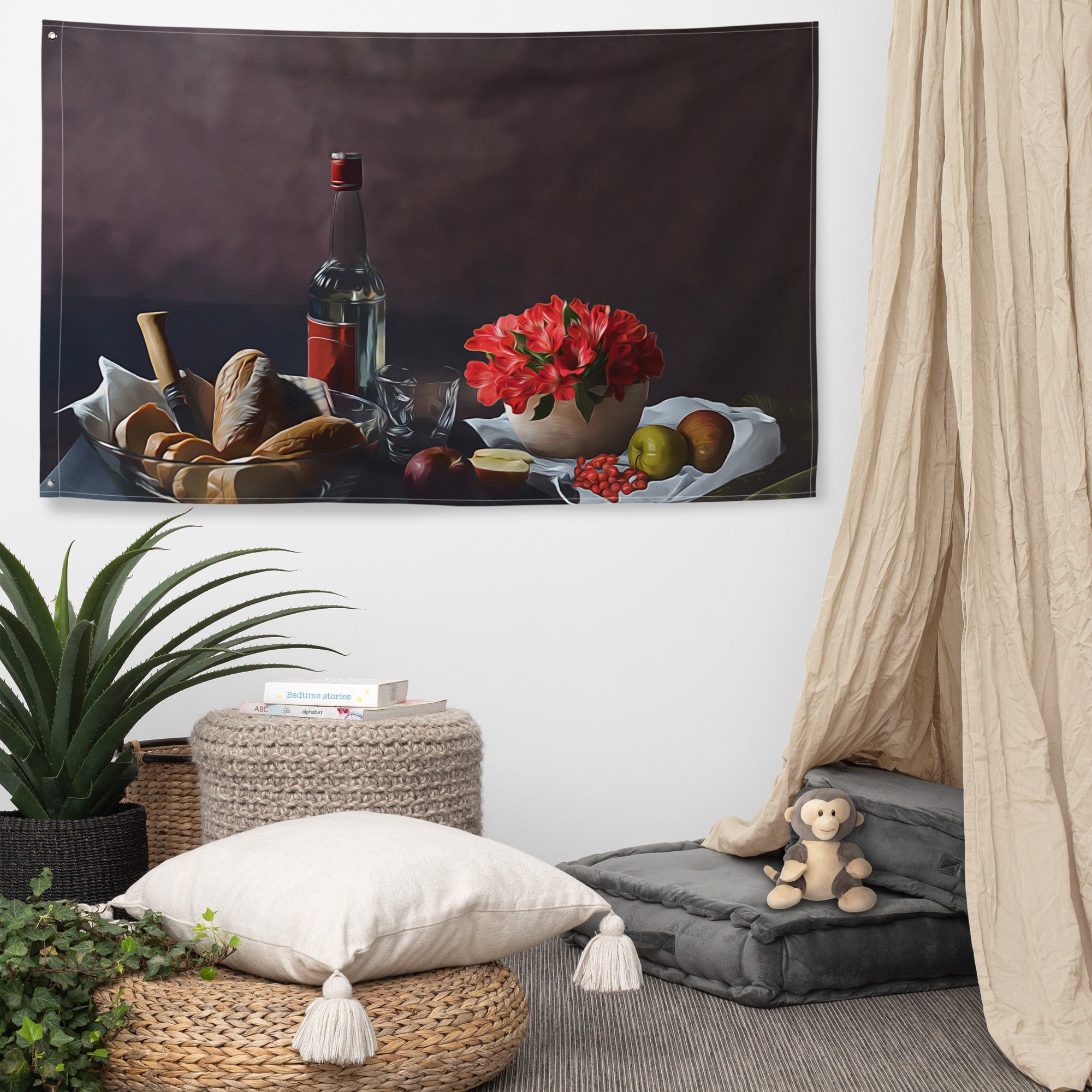 White Wine Painting Flag Tapestry-4