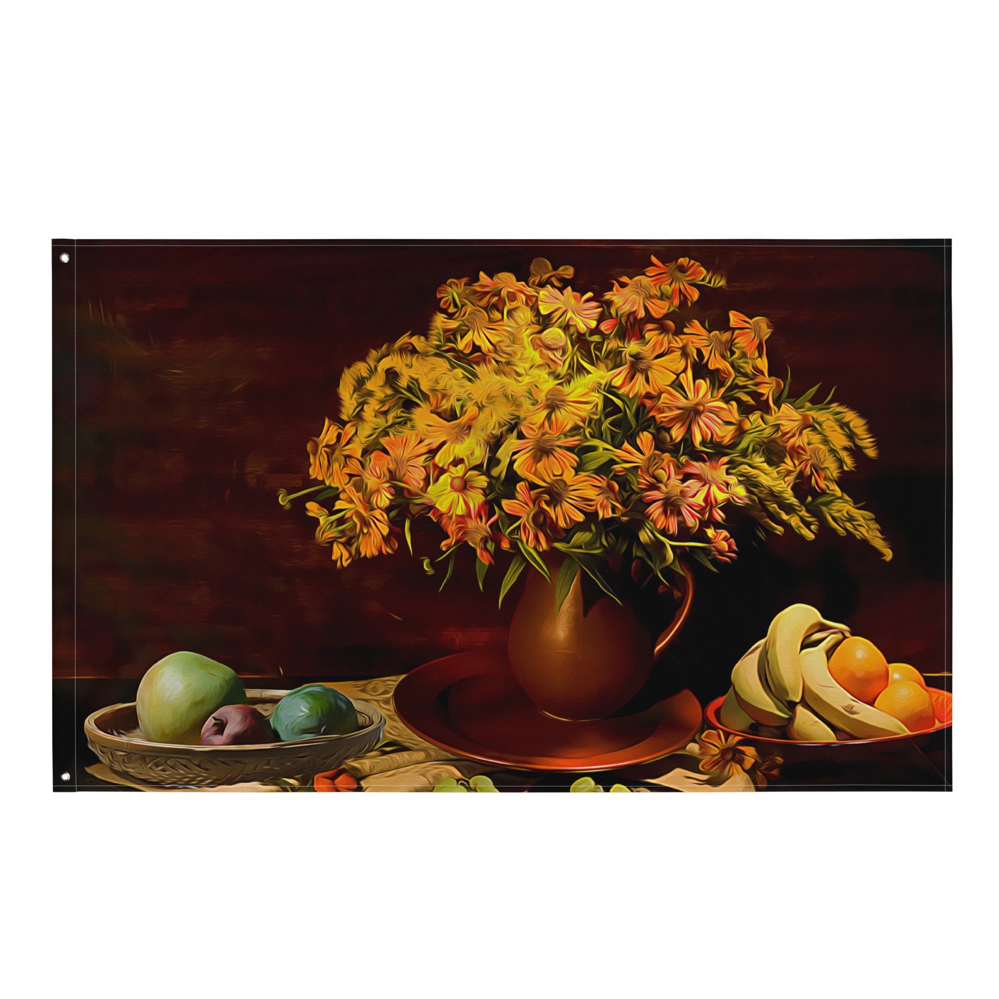 Still Life  Fruits Painting 3 Flag Tapestry-0