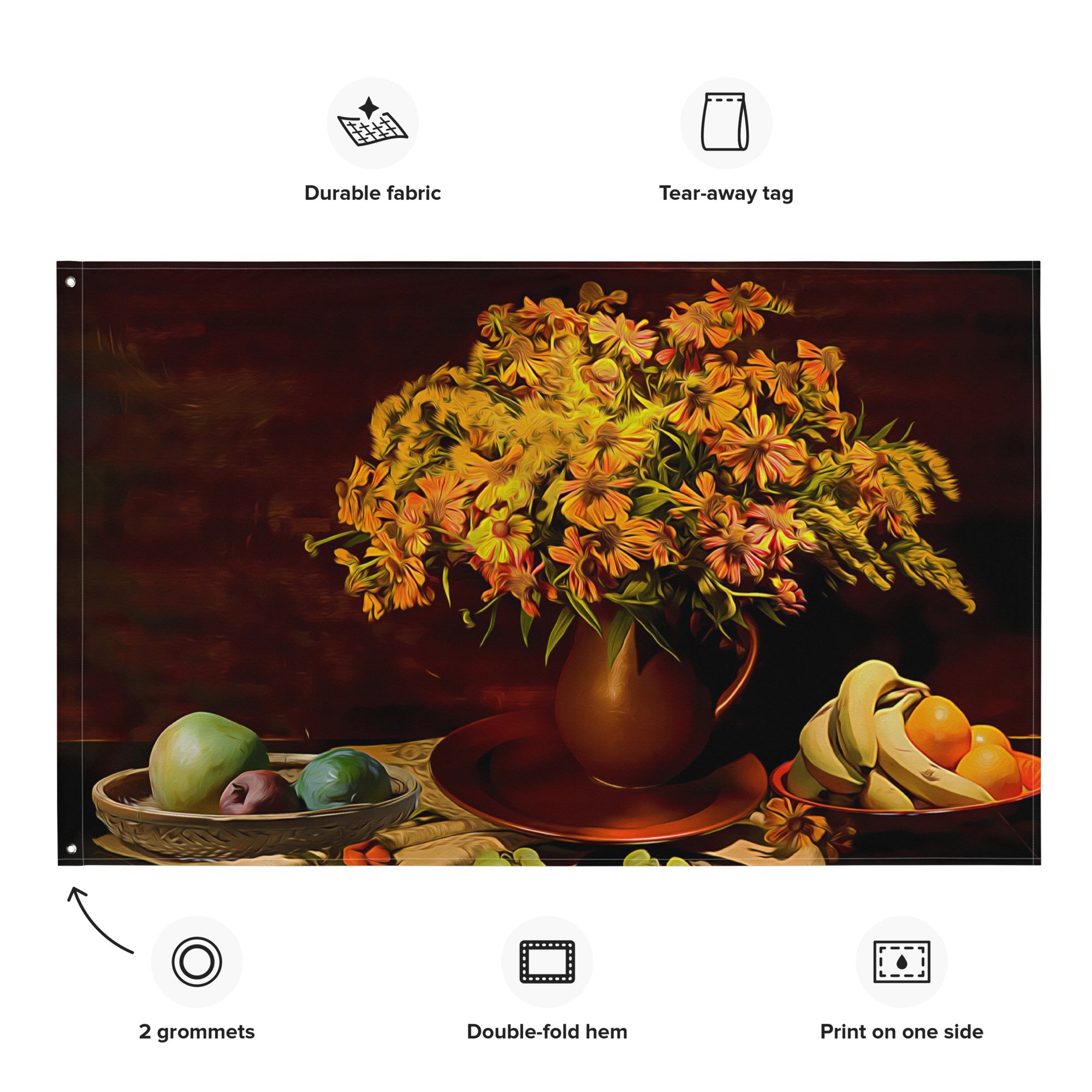 Still Life  Fruits Painting 3 Flag Tapestry-1