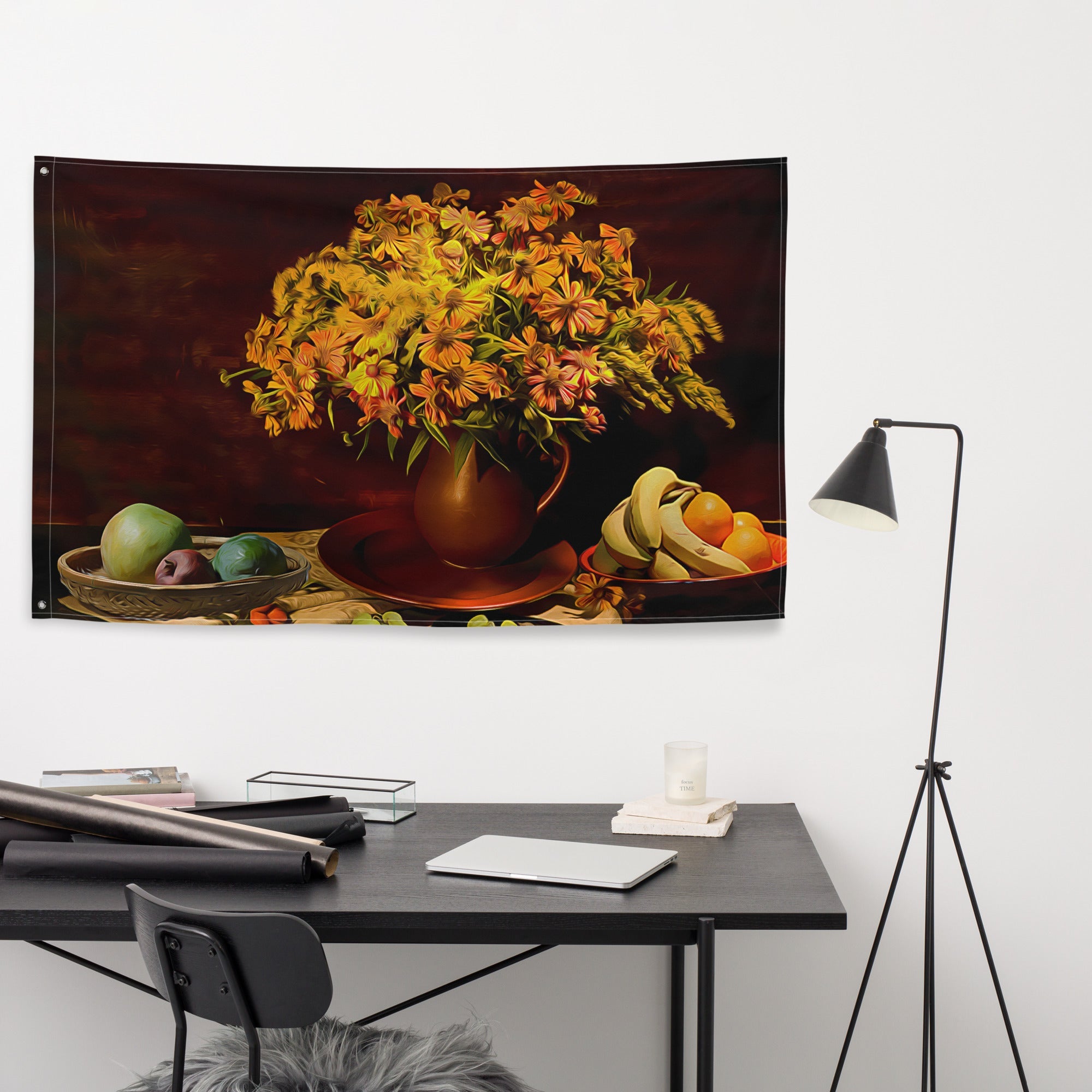 Still Life  Fruits Painting 3 Flag Tapestry-3