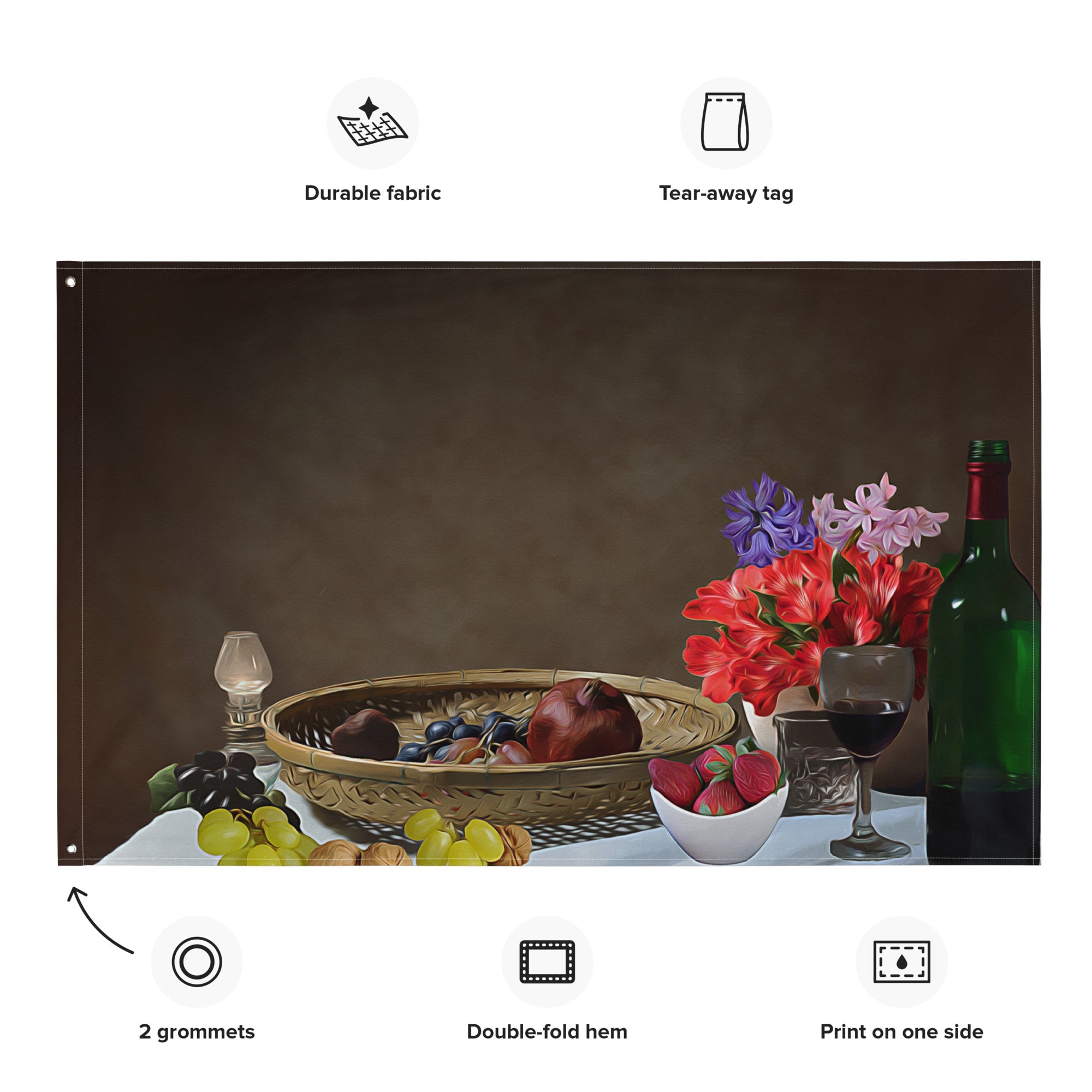 Still Life Wine Painting 2 Flag Tapestry-1