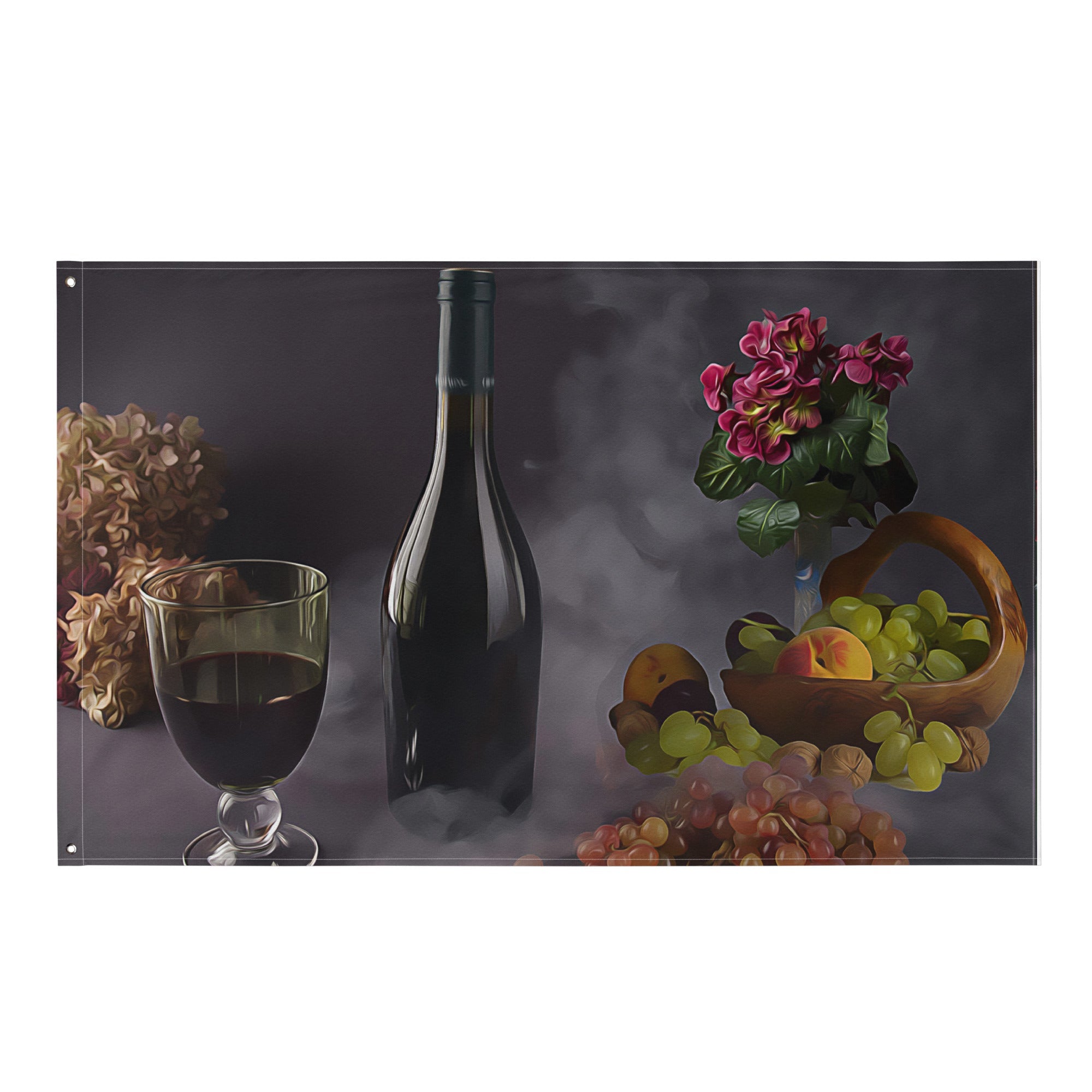 Still Life Wine Painting Flag Tapestry-0