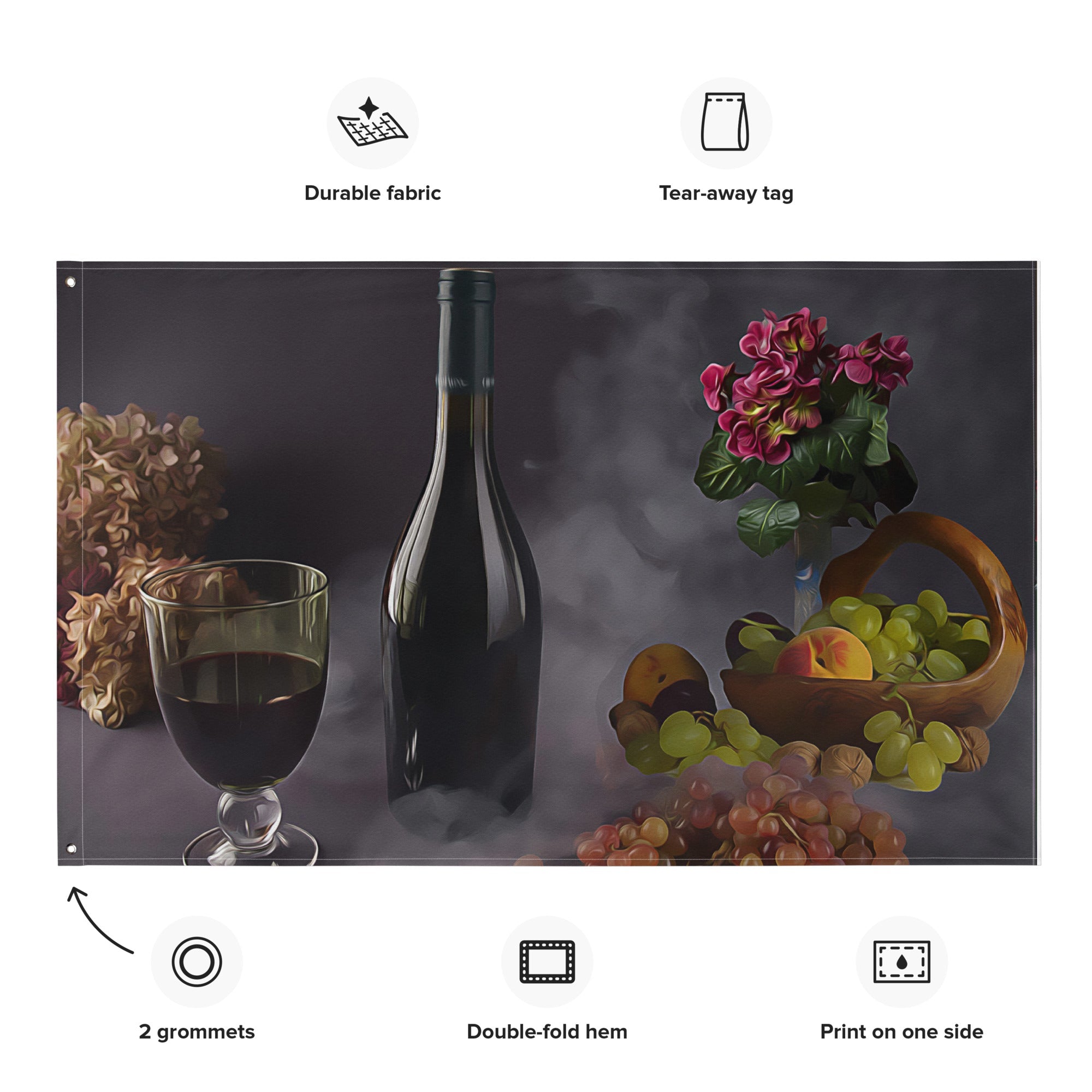 Still Life Wine Painting Flag Tapestry-1