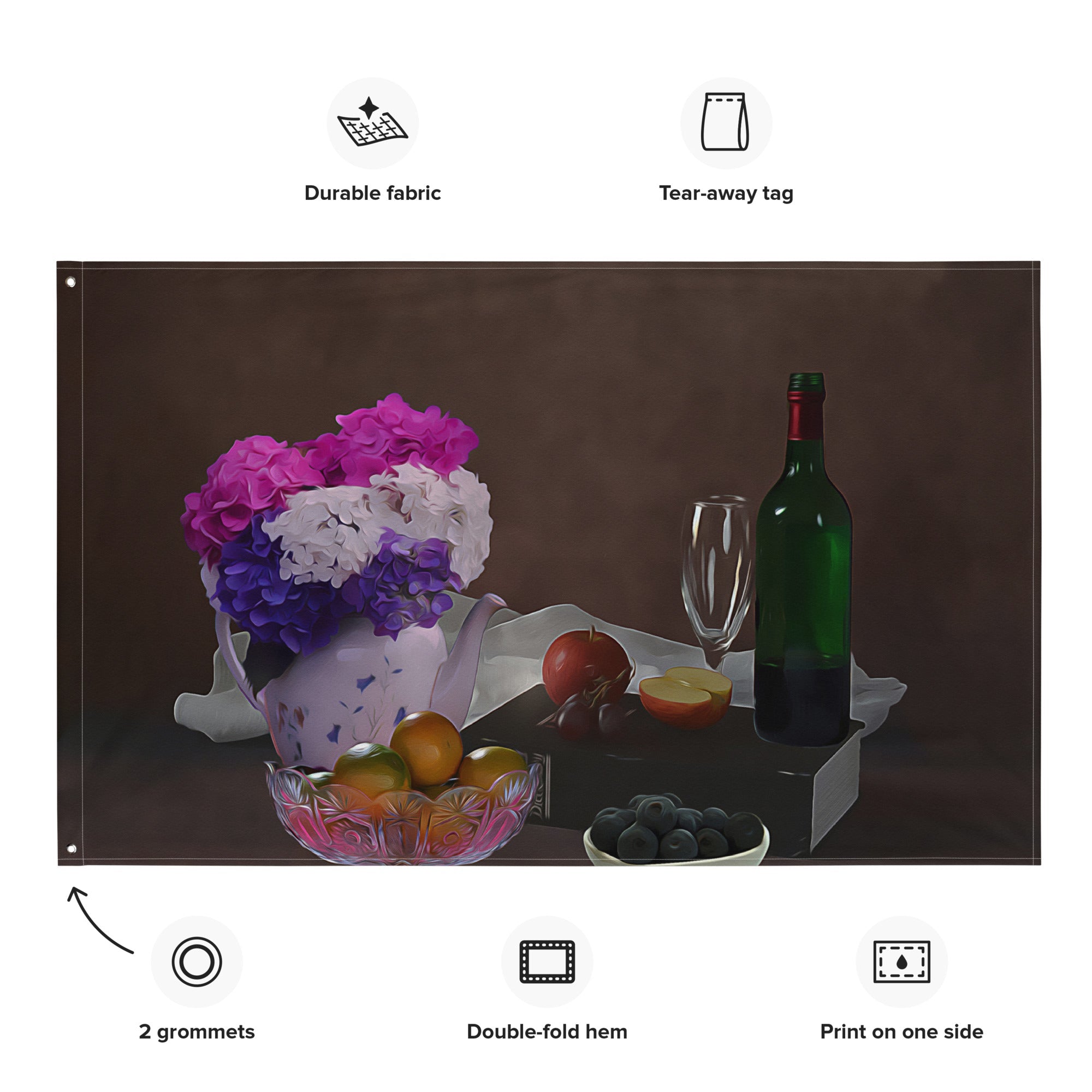 Still Life Wine Painting 2 Flag Tapestry-1